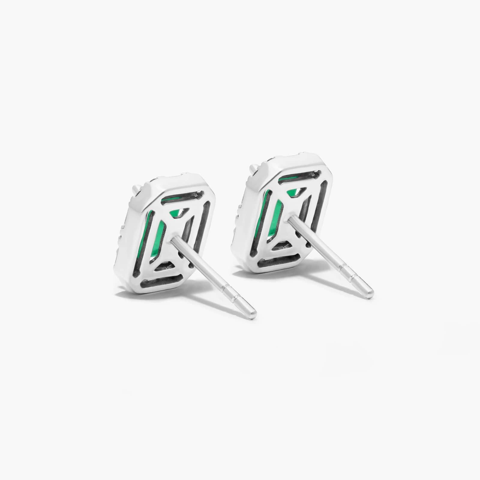Allure Emerald And Diamond Halo Earrings In 14K White Gold By James Allen