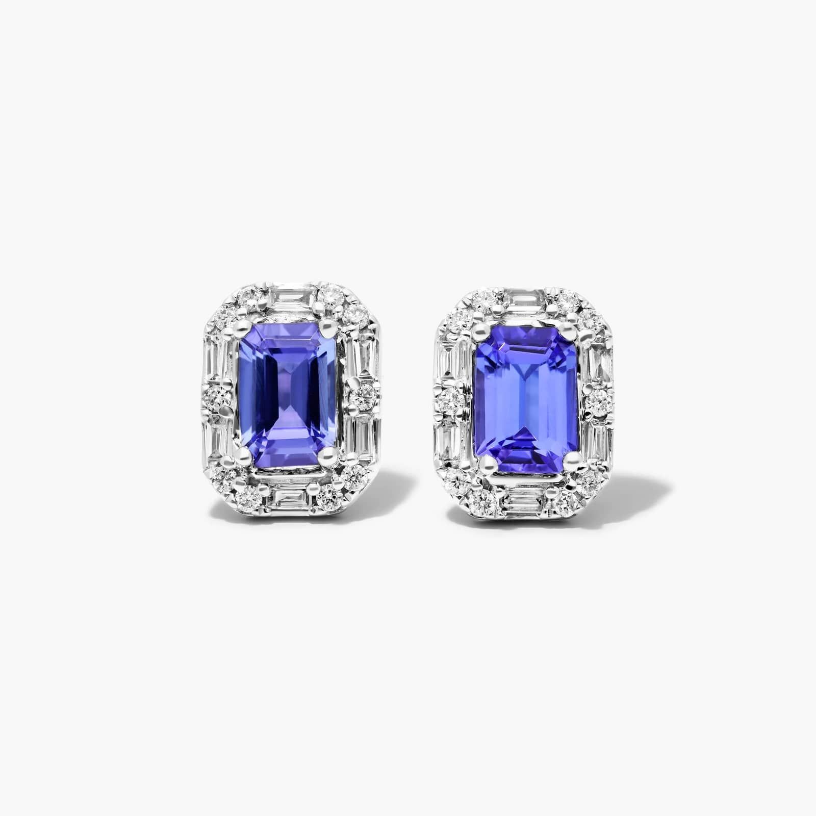 Allure Tanzanite And Diamond Halo Earrings In 14K White Gold By James Allen