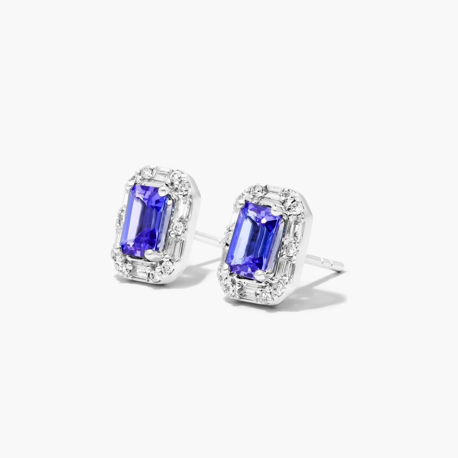 Allure Tanzanite And Diamond Halo Earrings In 14K White Gold By James Allen