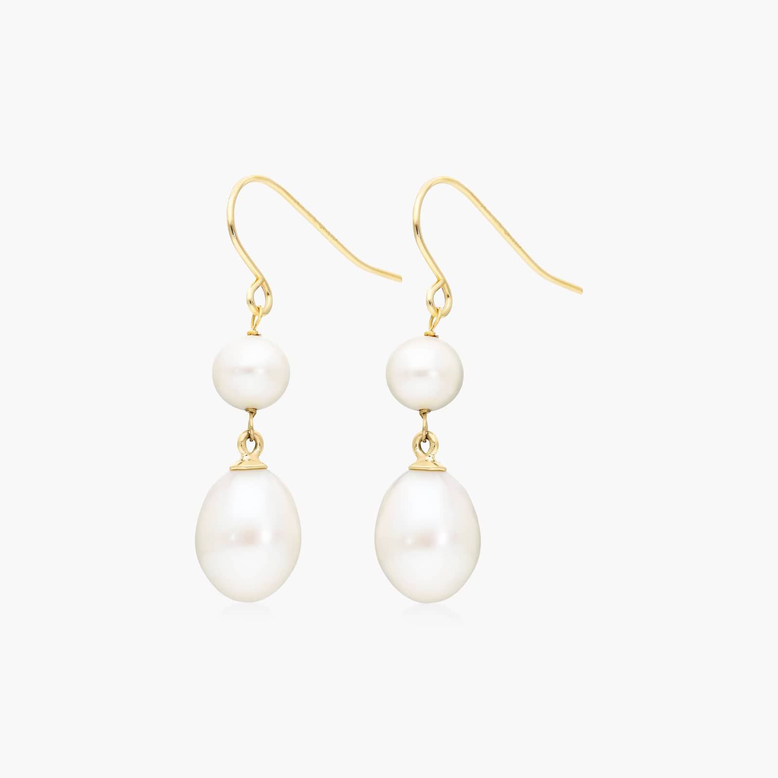 Cultured Freshwater Pearl Drop Earrings In 14K Yellow Gold (5.0-9.0mm) By James Allen
