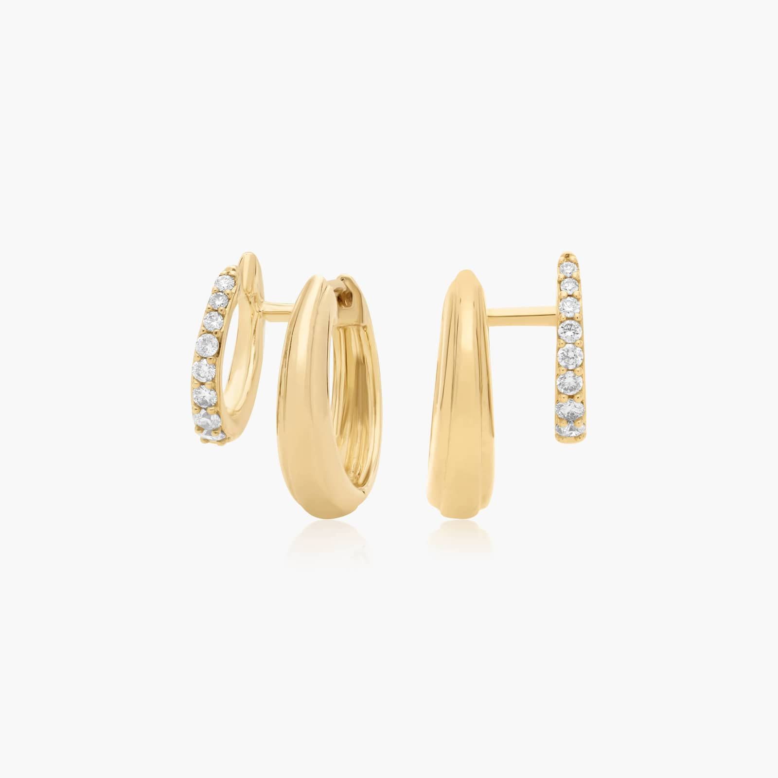 Double Row Climber Huggie Earrings With Lab-Grown Diamonds In 14K Yellow Gold By James Allen
