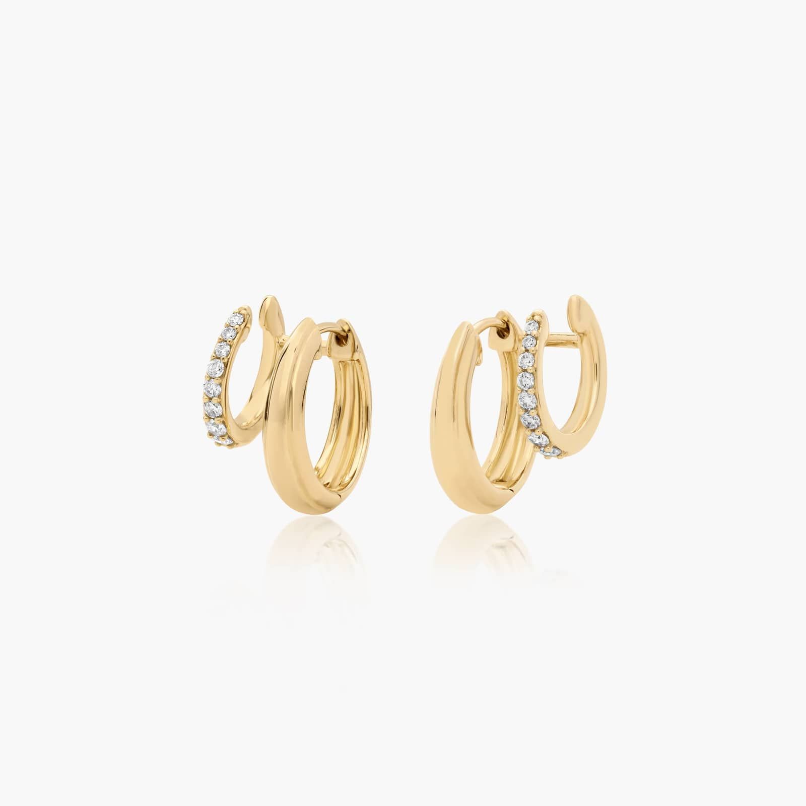Double Row Climber Huggie Earrings With Lab-Grown Diamonds In 14K Yellow Gold By James Allen