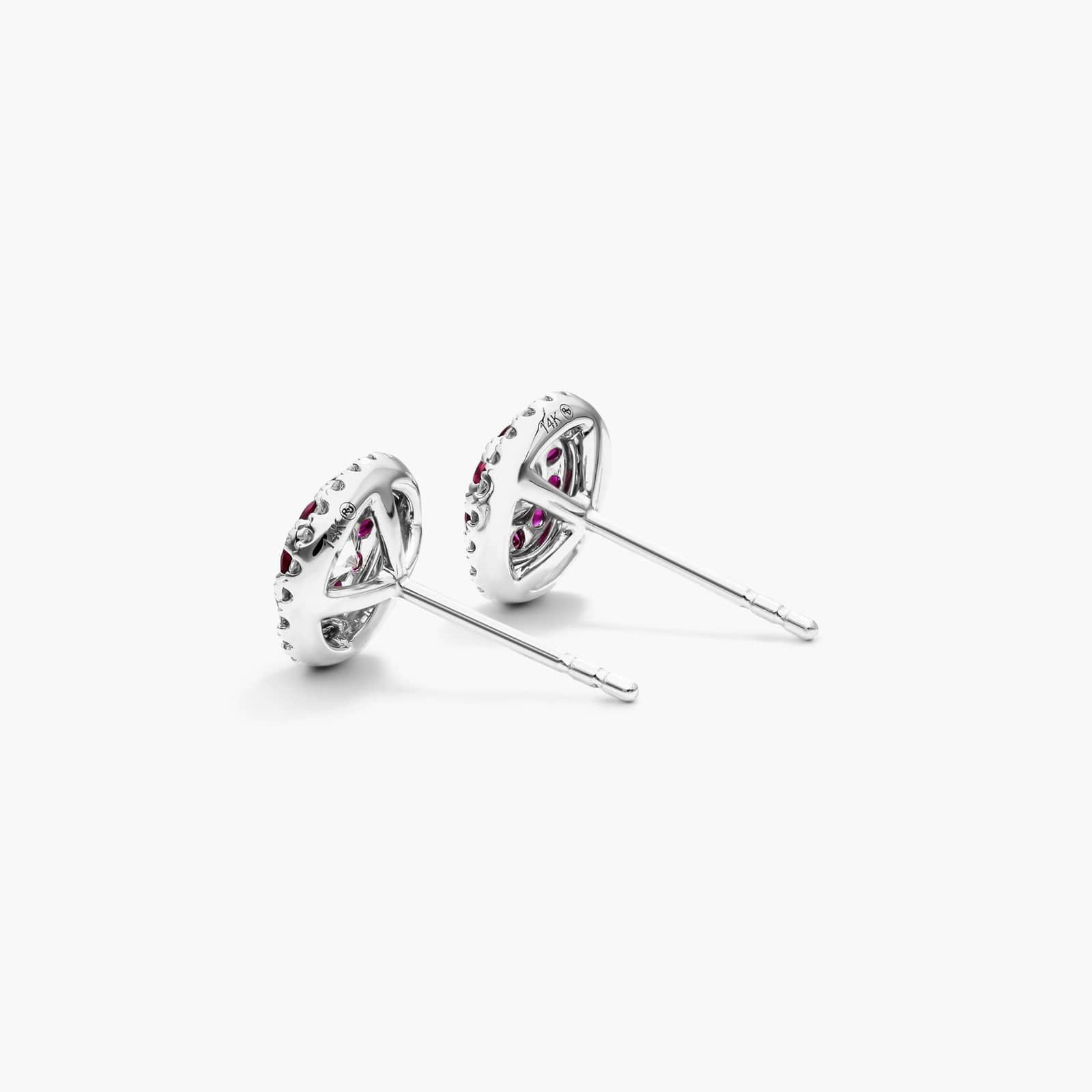 Ruby And Diamond Double Halo Stud Earrings In 14K White Gold By James Allen