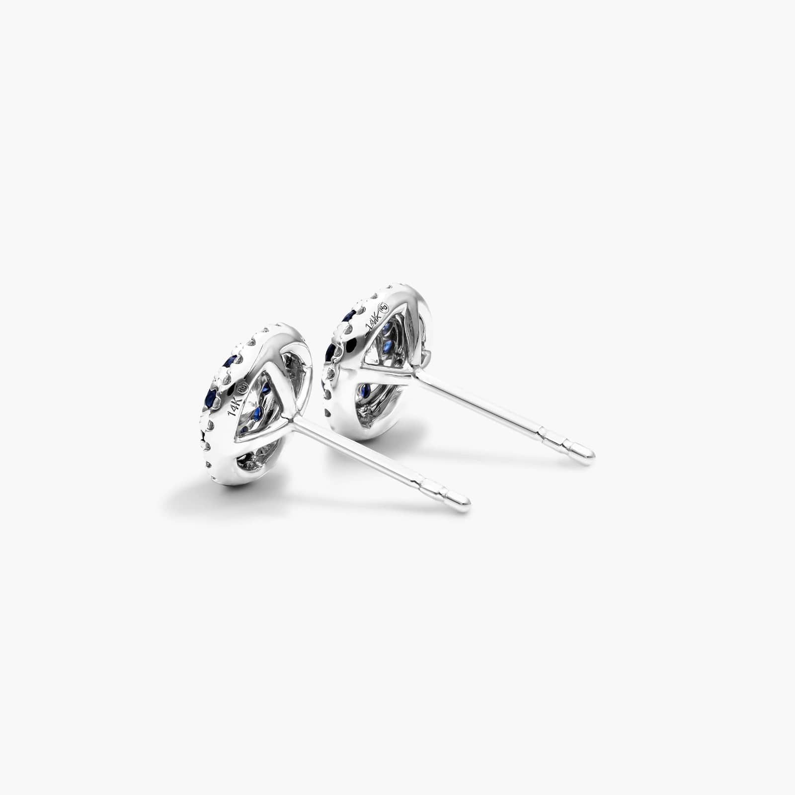 Sapphire And Diamond Double Halo Stud Earrings In 14K White Gold By James Allen