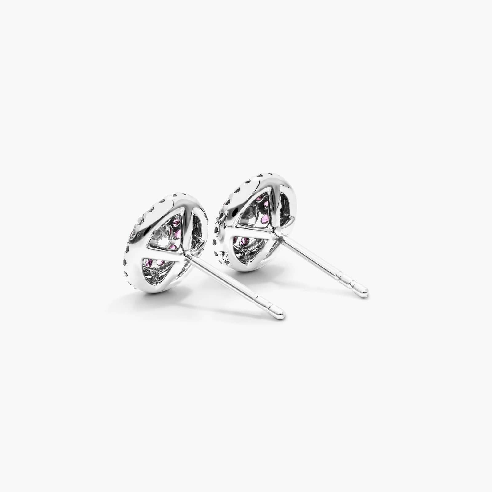 Pink Sapphire And Diamond Double Halo Stud Earrings In 14K White Gold By James Allen