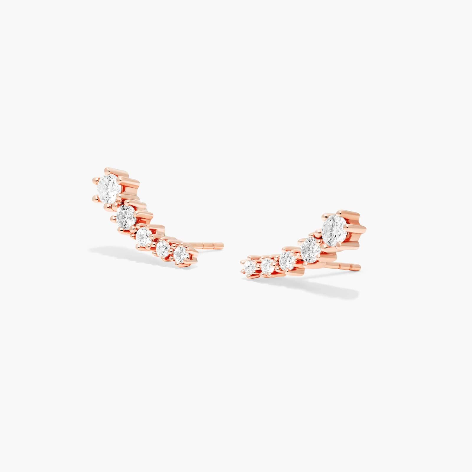 Aura Lab-Grown Diamond Climber Earrings In 14K Rose Gold By James Allen