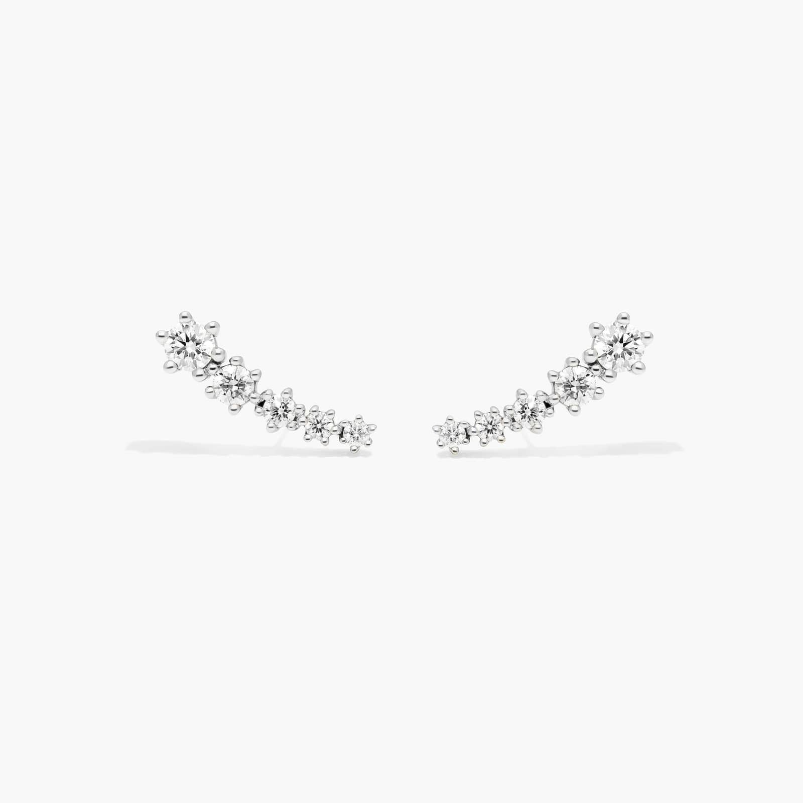 Aura Lab-Grown Diamond Climber Earrings In 14K White Gold By James Allen