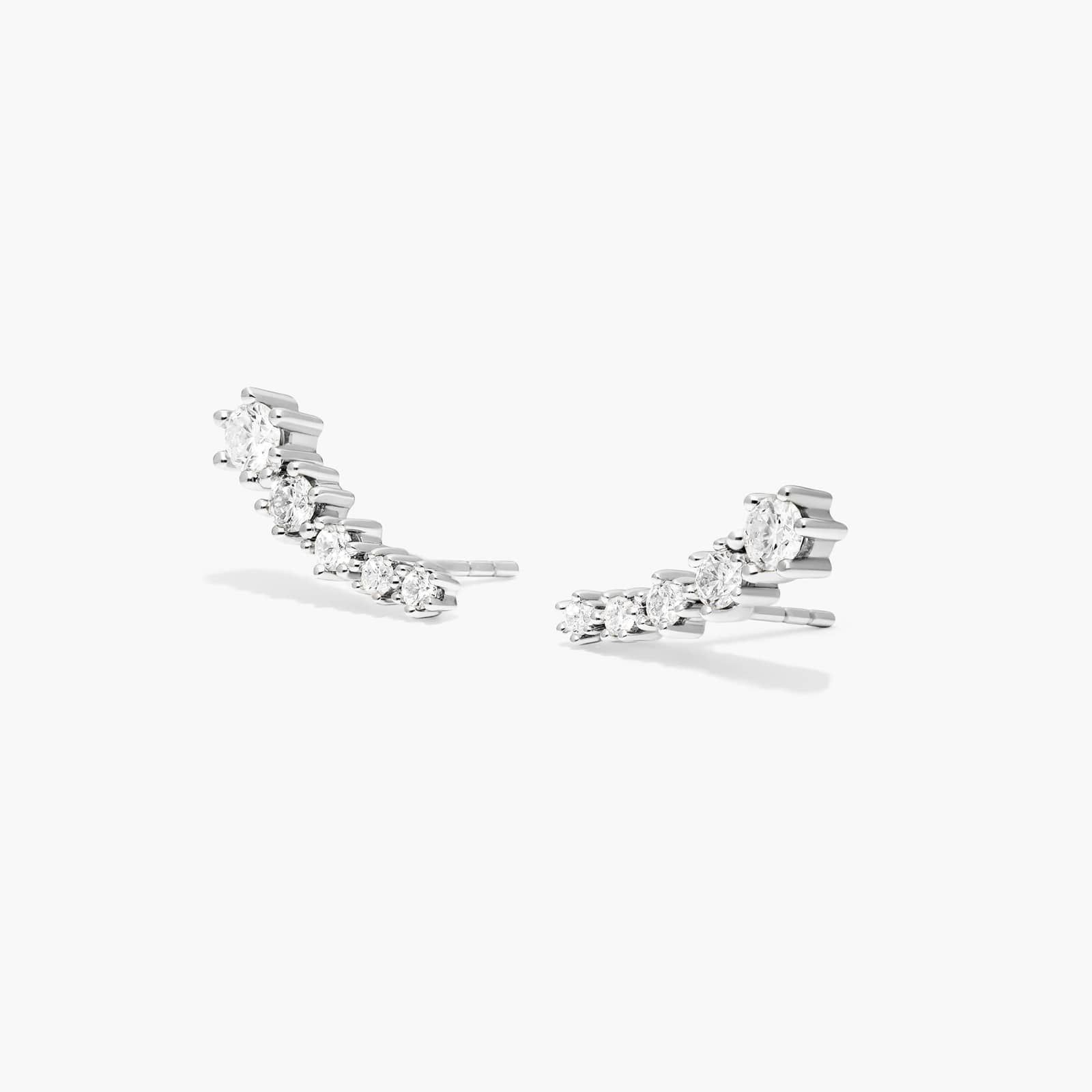 Aura Lab-Grown Diamond Climber Earrings In 14K White Gold By James Allen