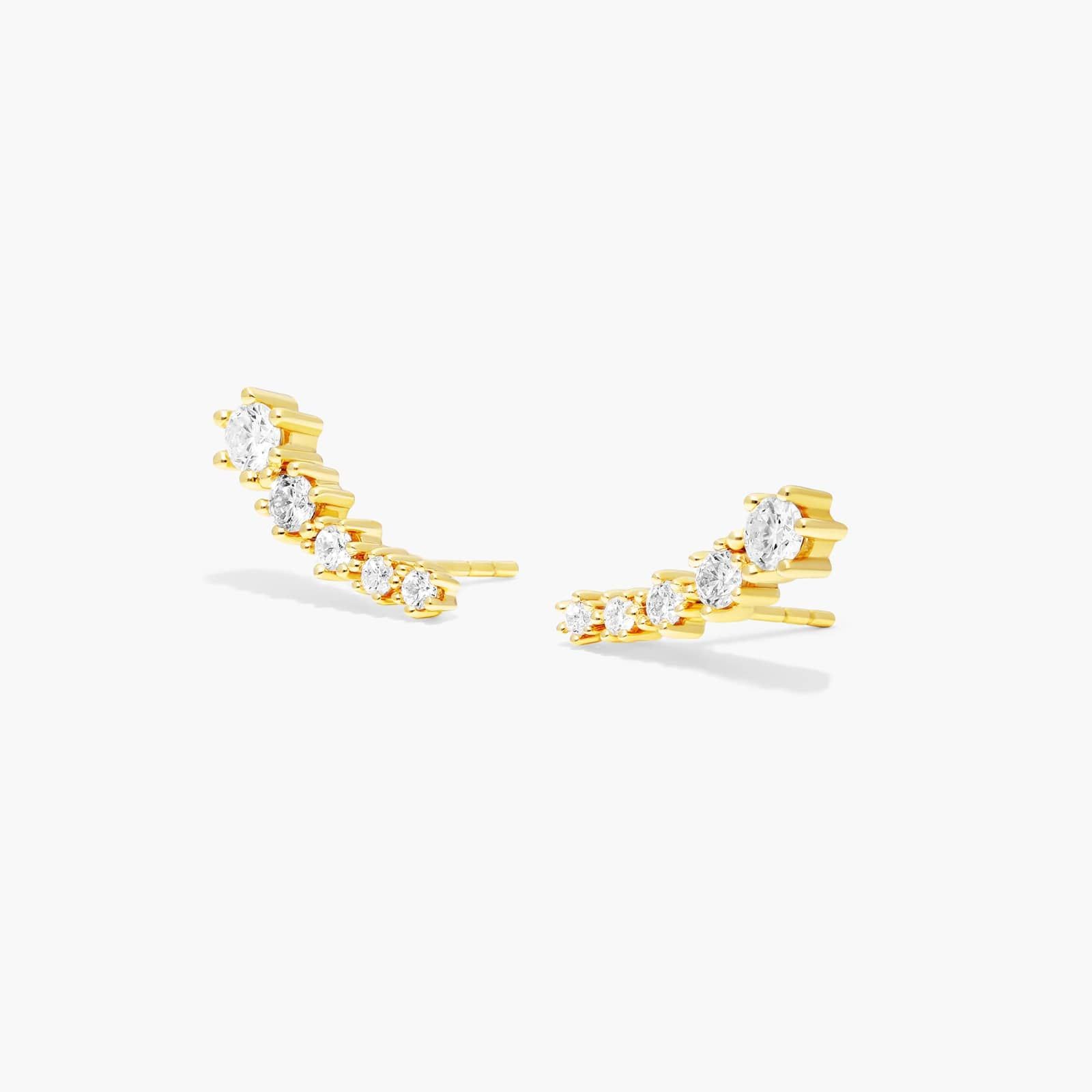 Aura Lab-Grown Diamond Climber Earrings 14K Yellow Gold By James Allen