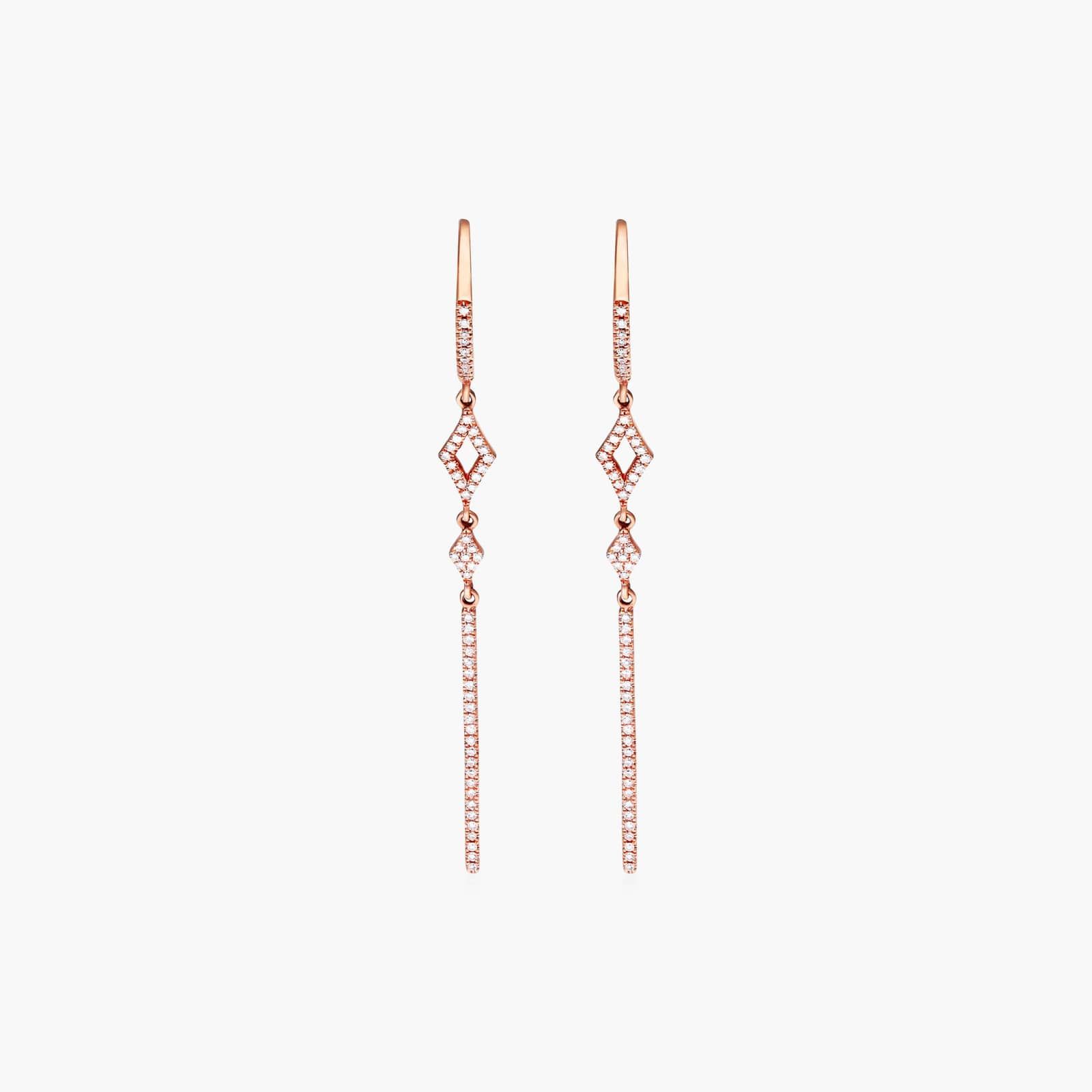 Petite Lined Bar Diamond Earrings In 14K Rose Gold By James Allen