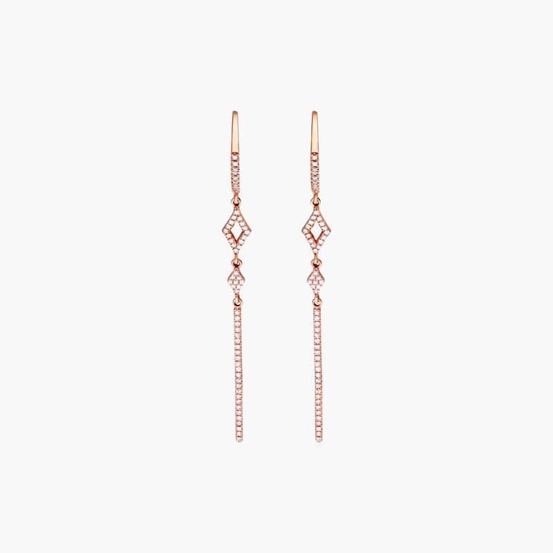 Petite Lined Bar Diamond Earrings In 14K Rose Gold By James Allen