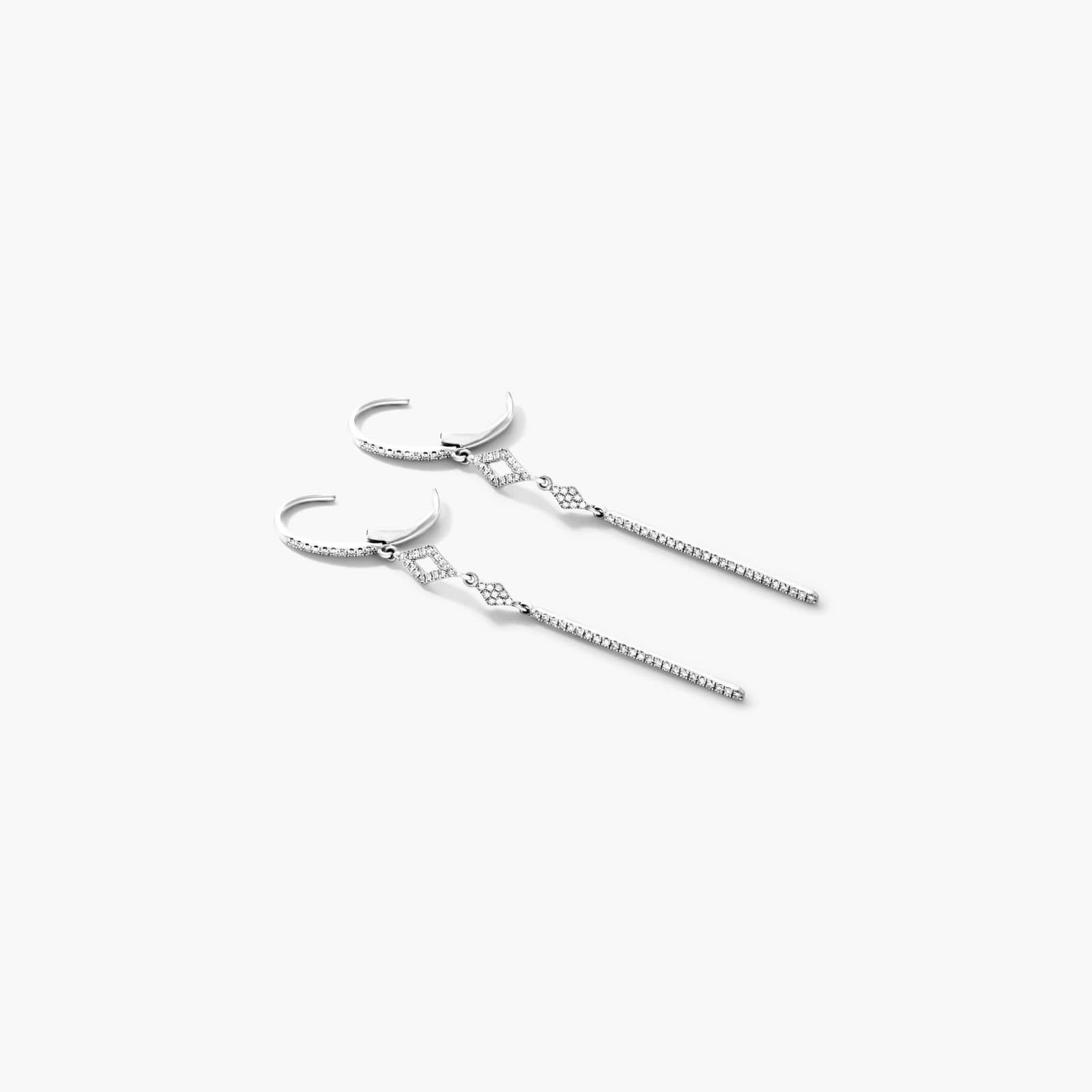 Petite Lined Bar Diamond Earrings In 14K White Gold By James Allen