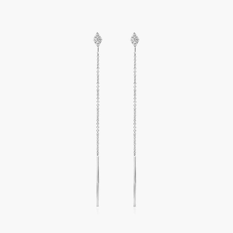 Kite Diamond Threader Earrings In 14K White Gold By James Allen