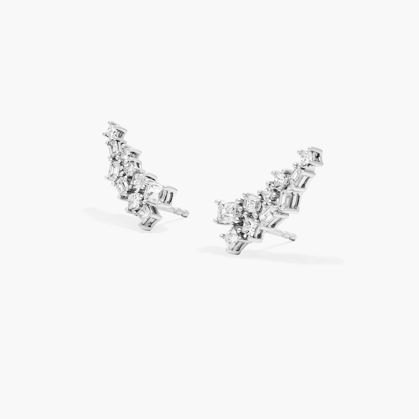 Fancy Scatter Lab-Grown Diamond Climber Earrings In 14K White Gold By James Allen