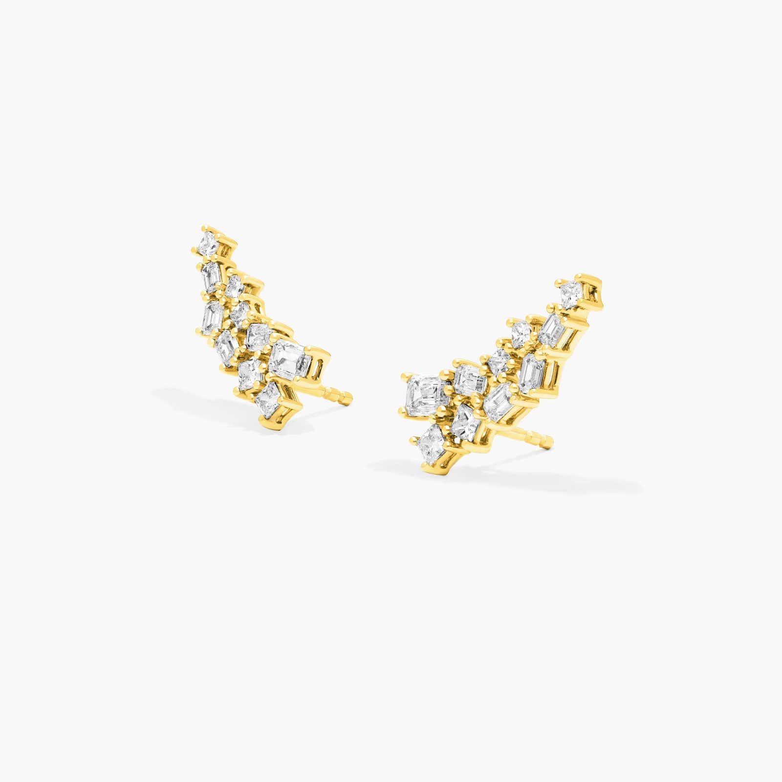 Fancy Scatter Lab-Grown Diamond Climber Earrings In 14K Yellow Gold By James Allen