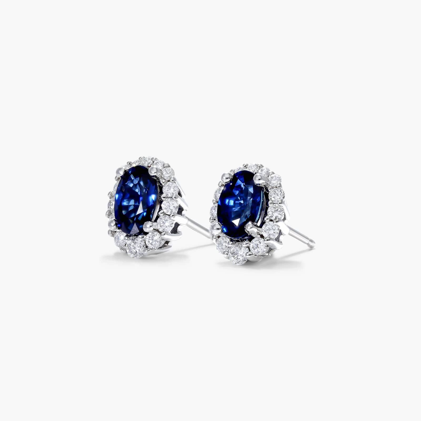 Blue Sapphire And Diamond Halo Earrings In 14K White Gold By James Allen