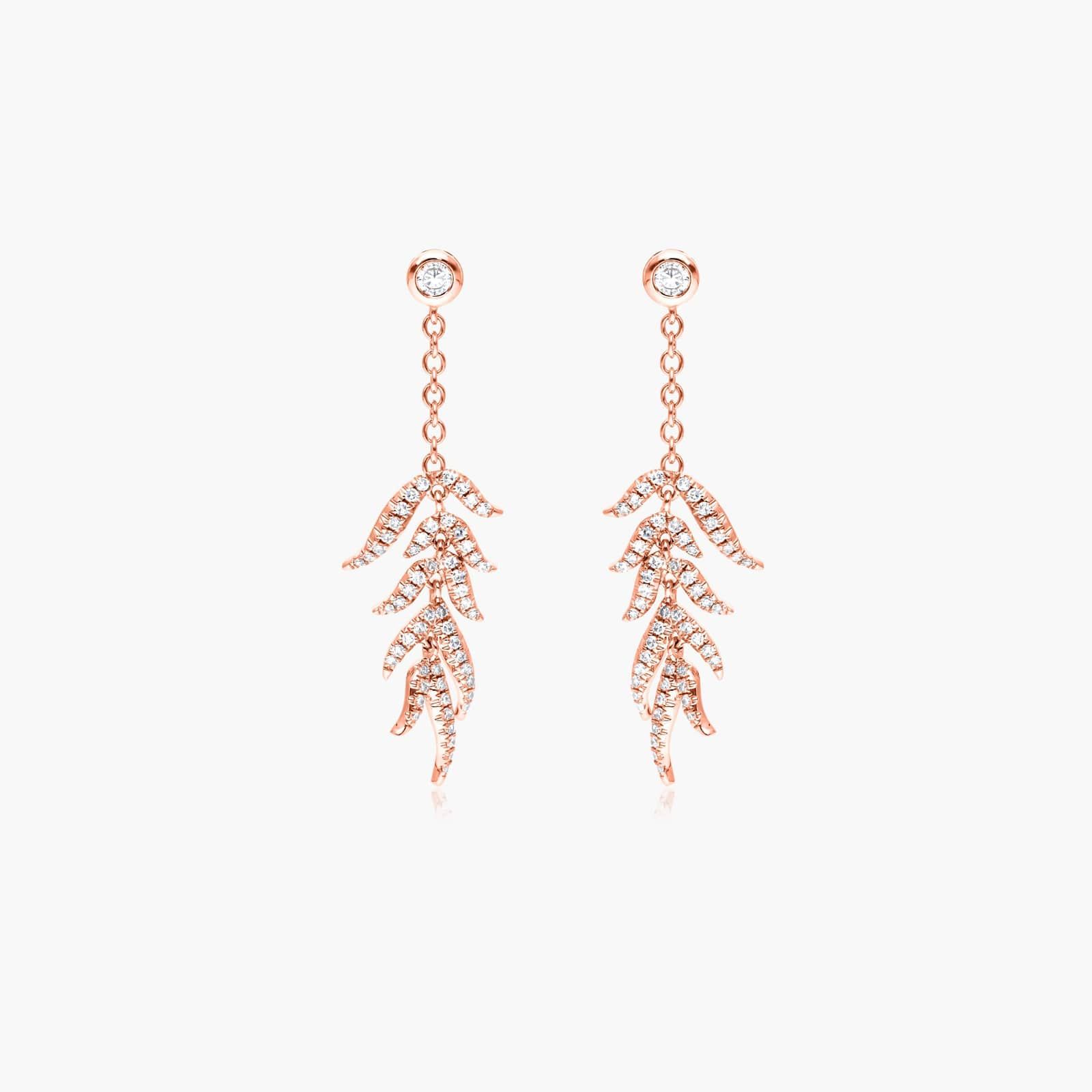 Leaves Cascade Diamond Drop Earrings In 14K Rose Gold By James Allen