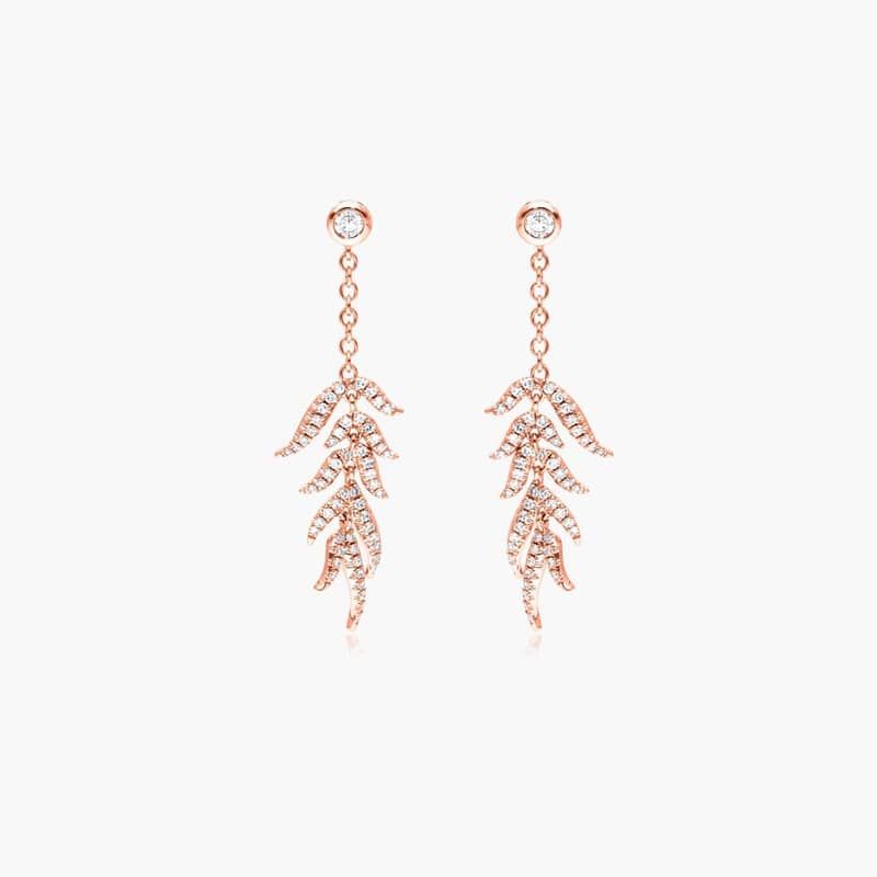 Leaves Cascade Diamond Drop Earrings In 14K Rose Gold By James Allen