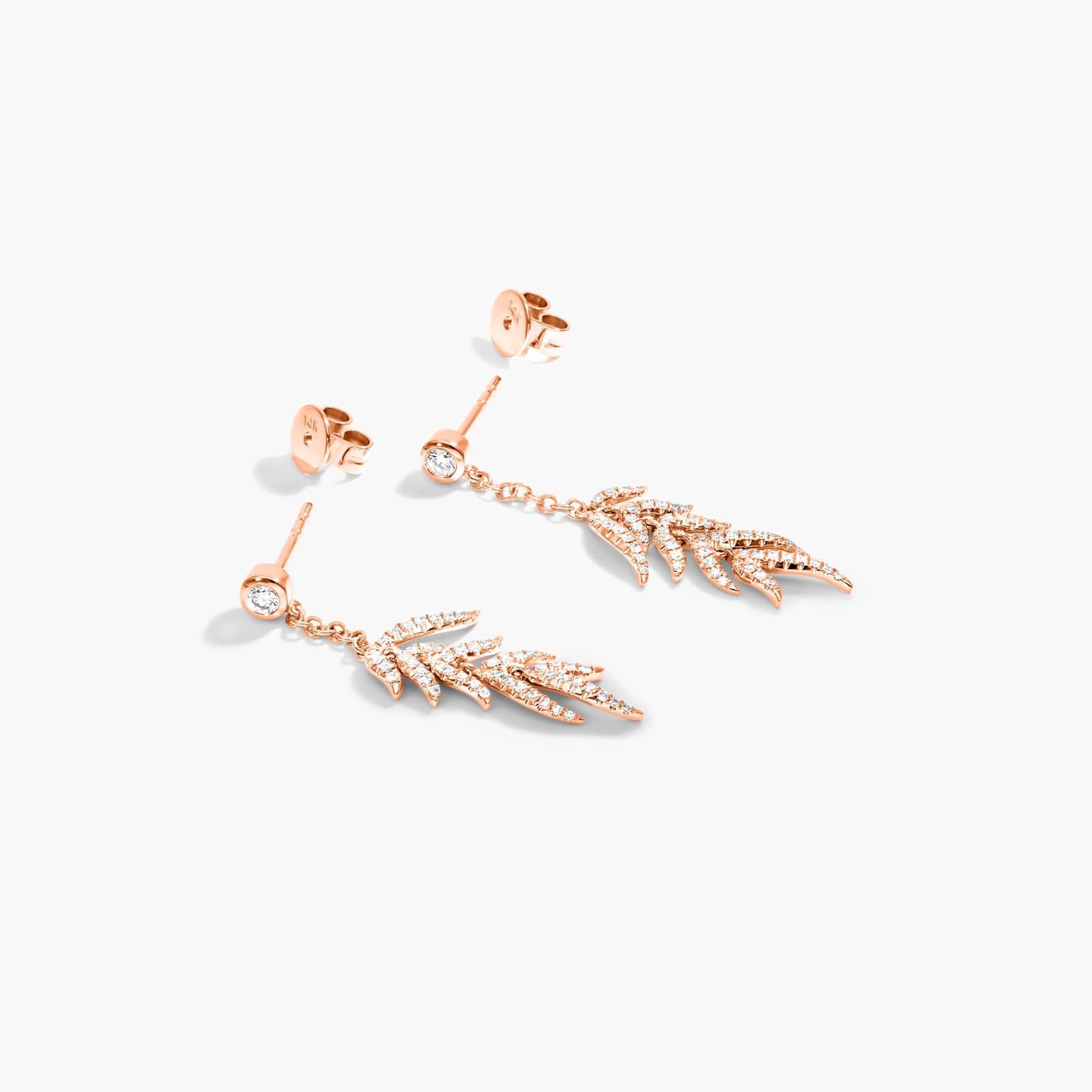 Leaves Cascade Diamond Drop Earrings In 14K Rose Gold By James Allen
