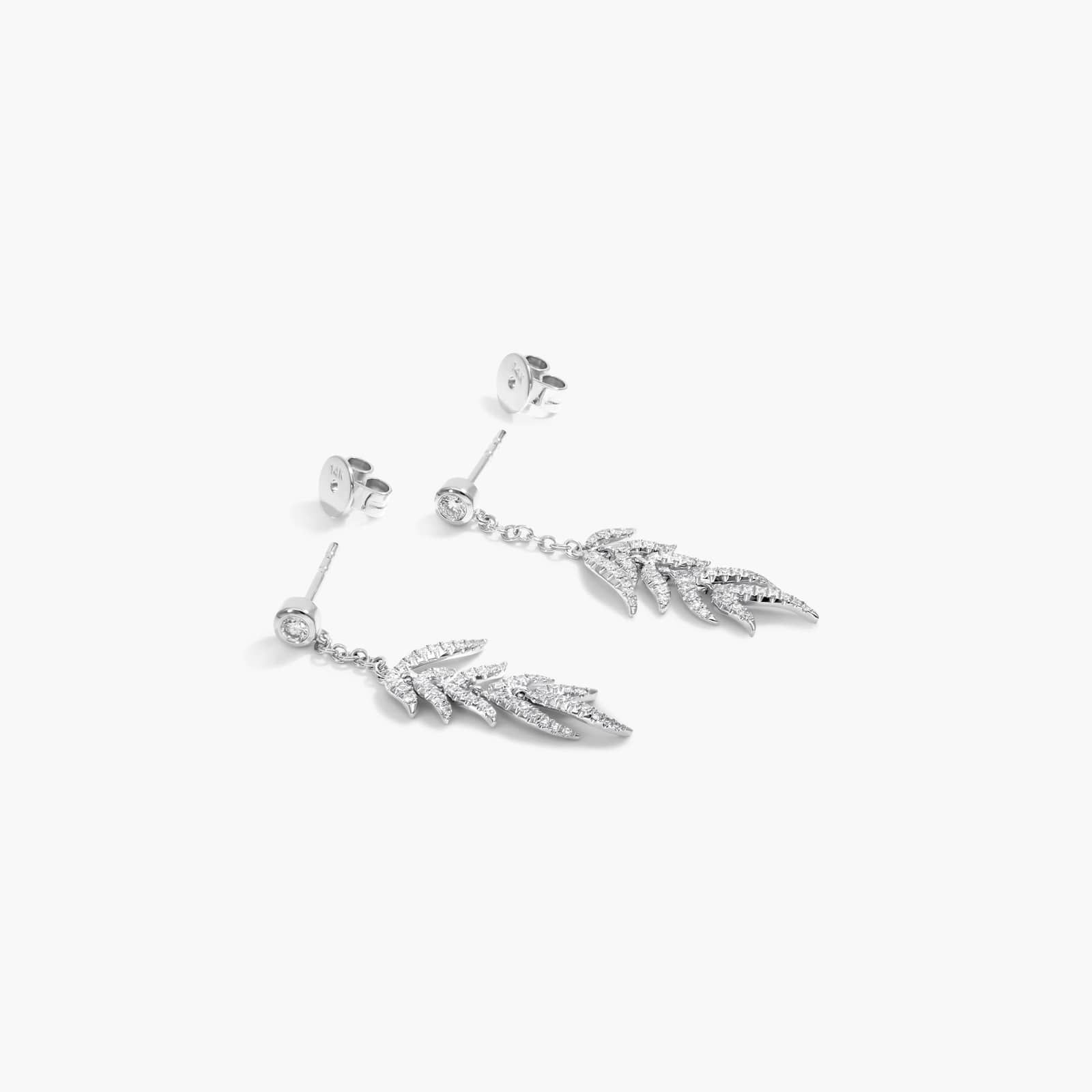 Leaves Cascade Diamond Drop Earrings In 14K White Gold By James Allen