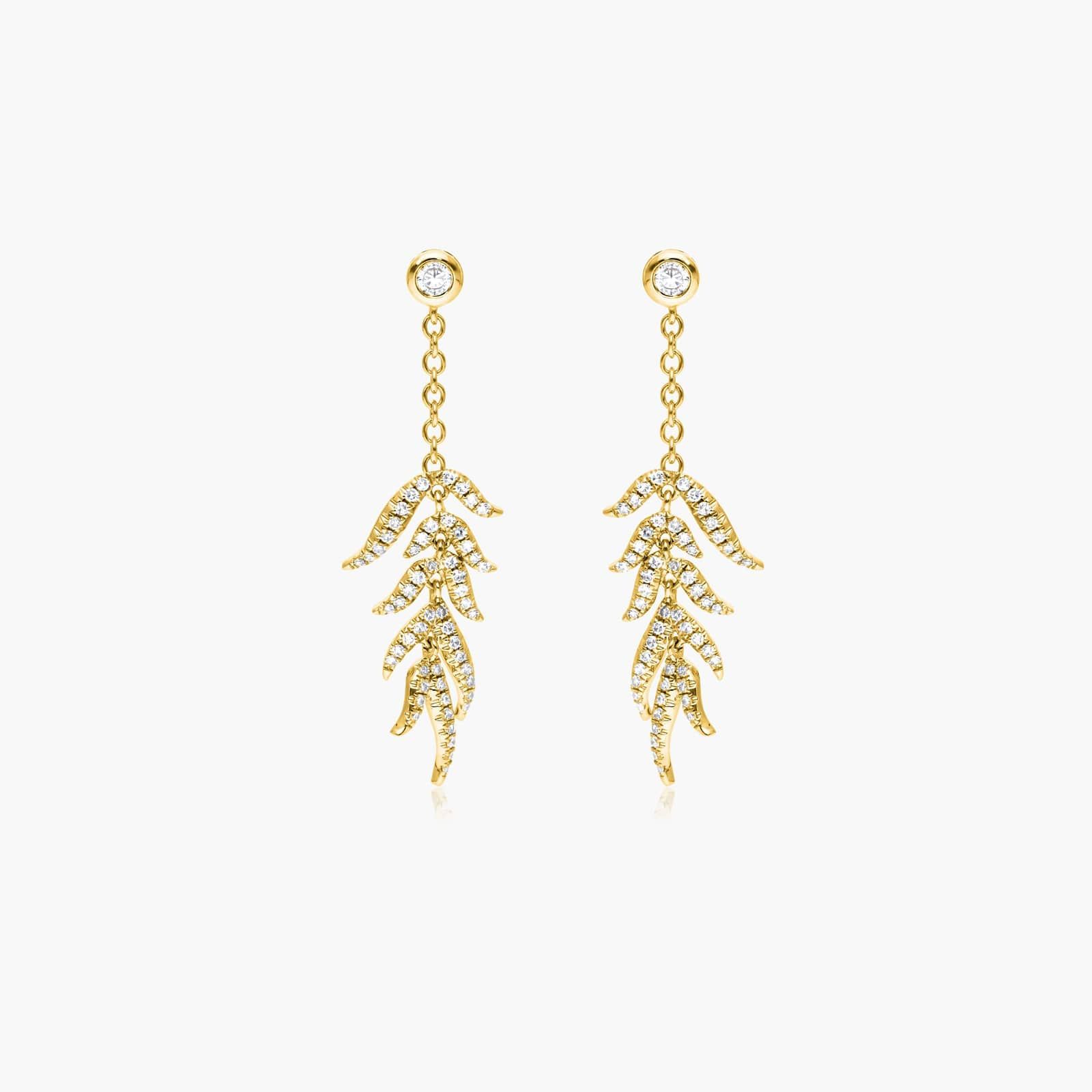 Leaves Cascade Diamond Drop Earrings In 14K Yellow Gold By James Allen