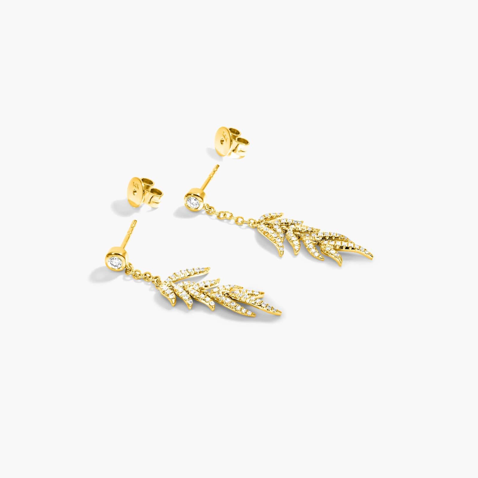 Leaves Cascade Diamond Drop Earrings In 14K Yellow Gold By James Allen