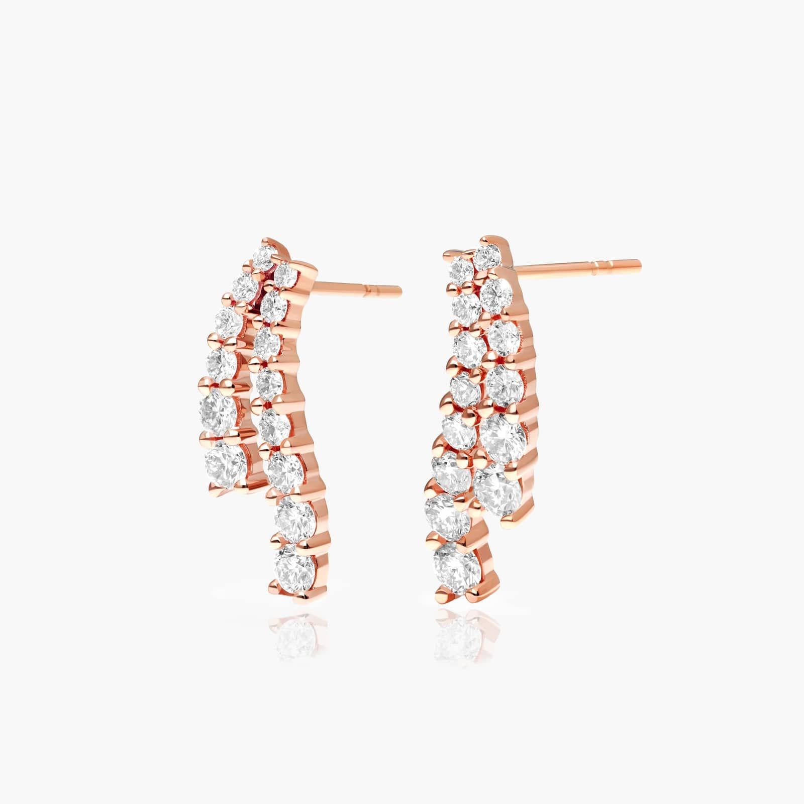 Tidal Wave Drop Lab-Grown Diamond Stud Earrings In 14K Rose Gold By James Allen