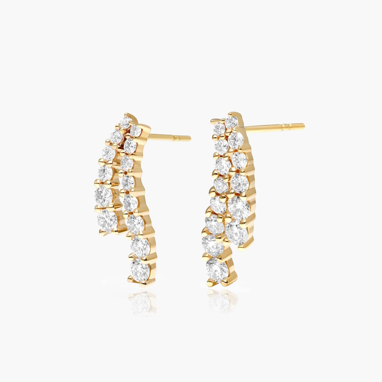 Tidal Wave Drop Lab-Grown Diamond Stud Earrings In 14K Yellow Gold By James Allen