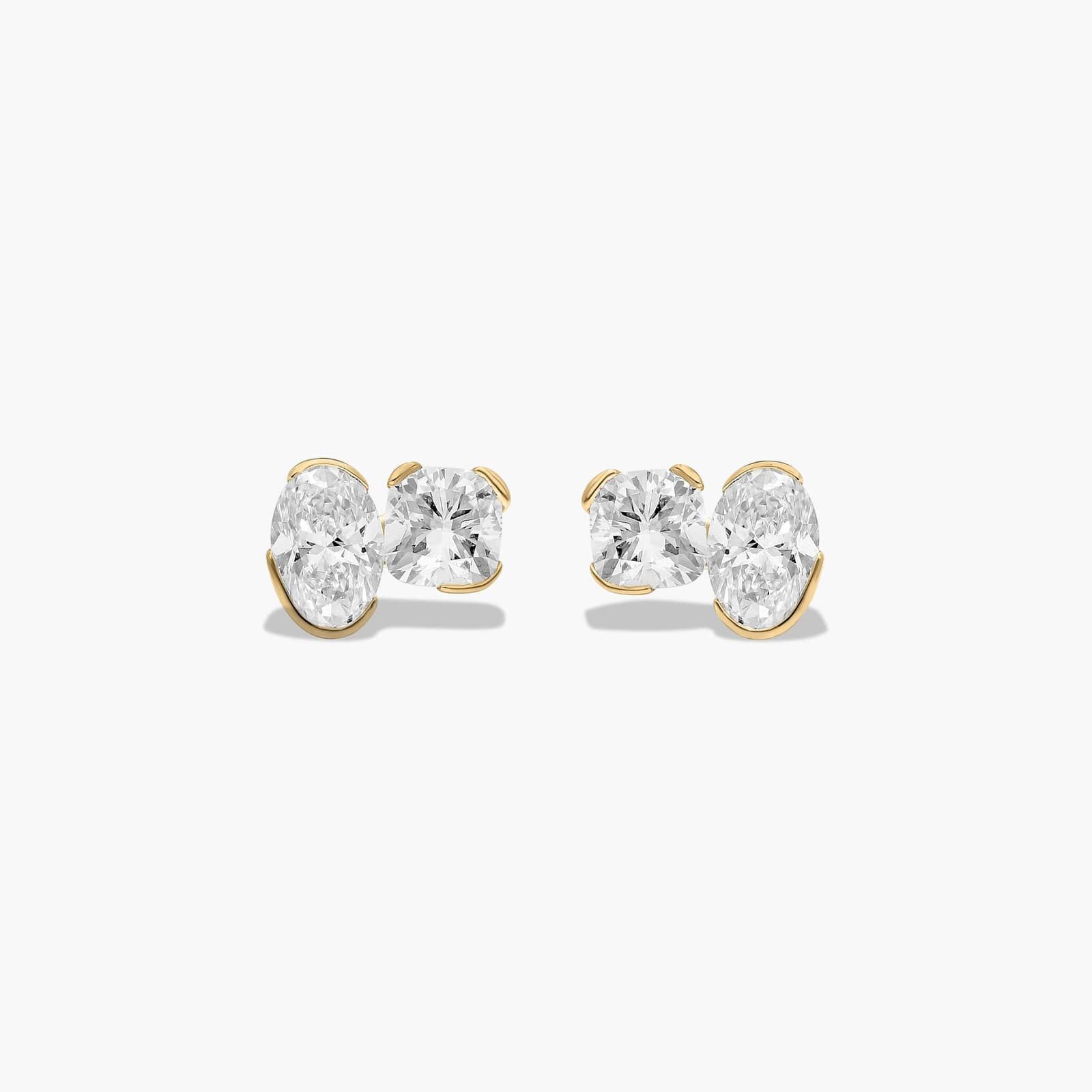 Toi et Moi Earrings With Oval Cut Lab-Grown Diamonds In 14K Yellow Gold By James Allen