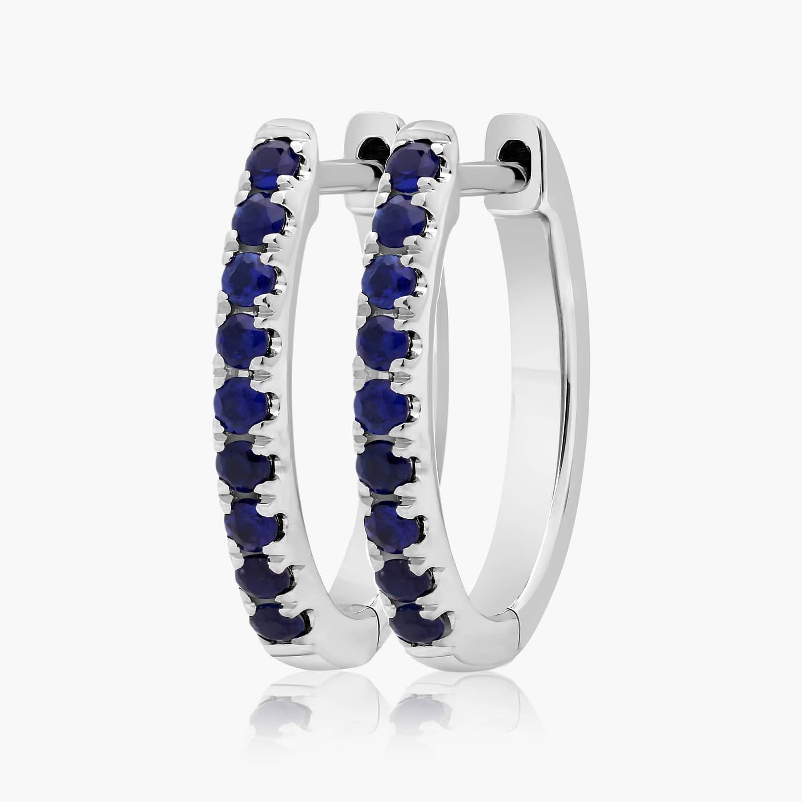 Sapphire Huggie Hoop Earrings In 14K White Gold By James Allen