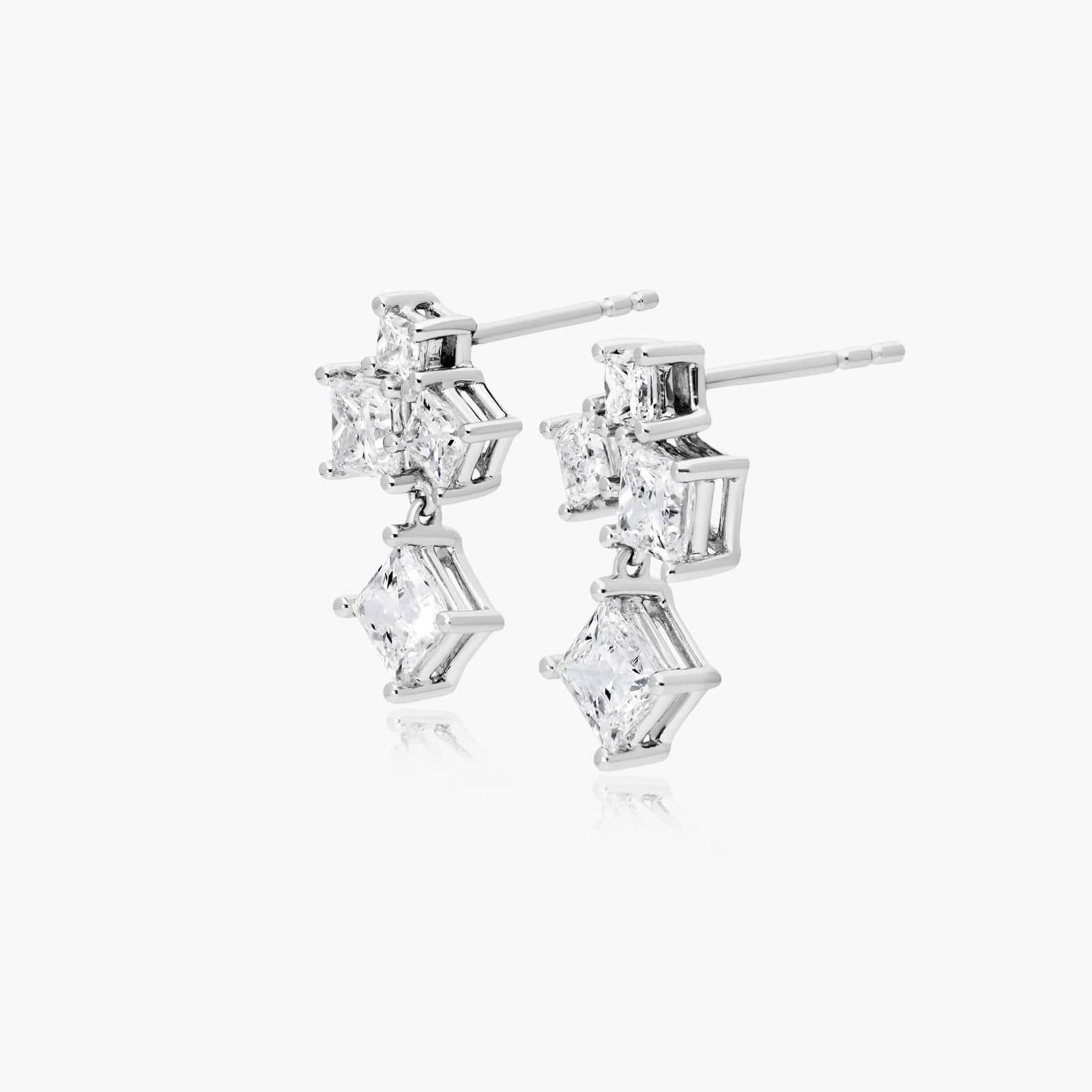 Spritz Diamond Earrings With Princess Cut Lab-Grown Diamonds In 14K White Gold By James Allen