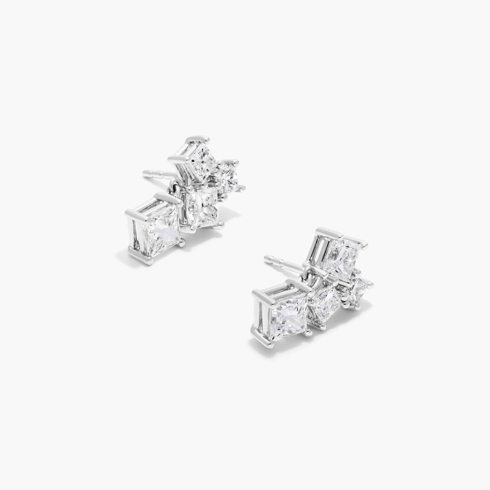 Spritz Diamond Earrings With Princess Cut Lab-Grown Diamonds In 14K White Gold By James Allen