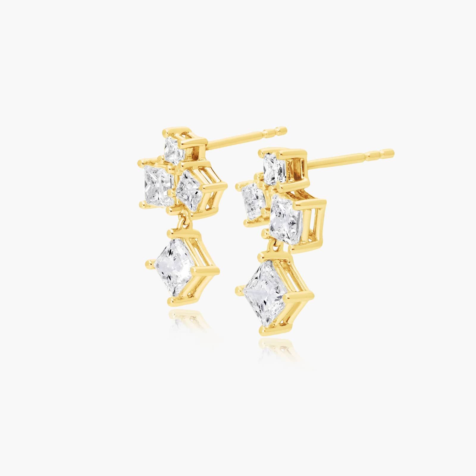 Spritz Princess Cut Lab-Grown Diamond Earrings In 14K Yellow Gold By James Allen