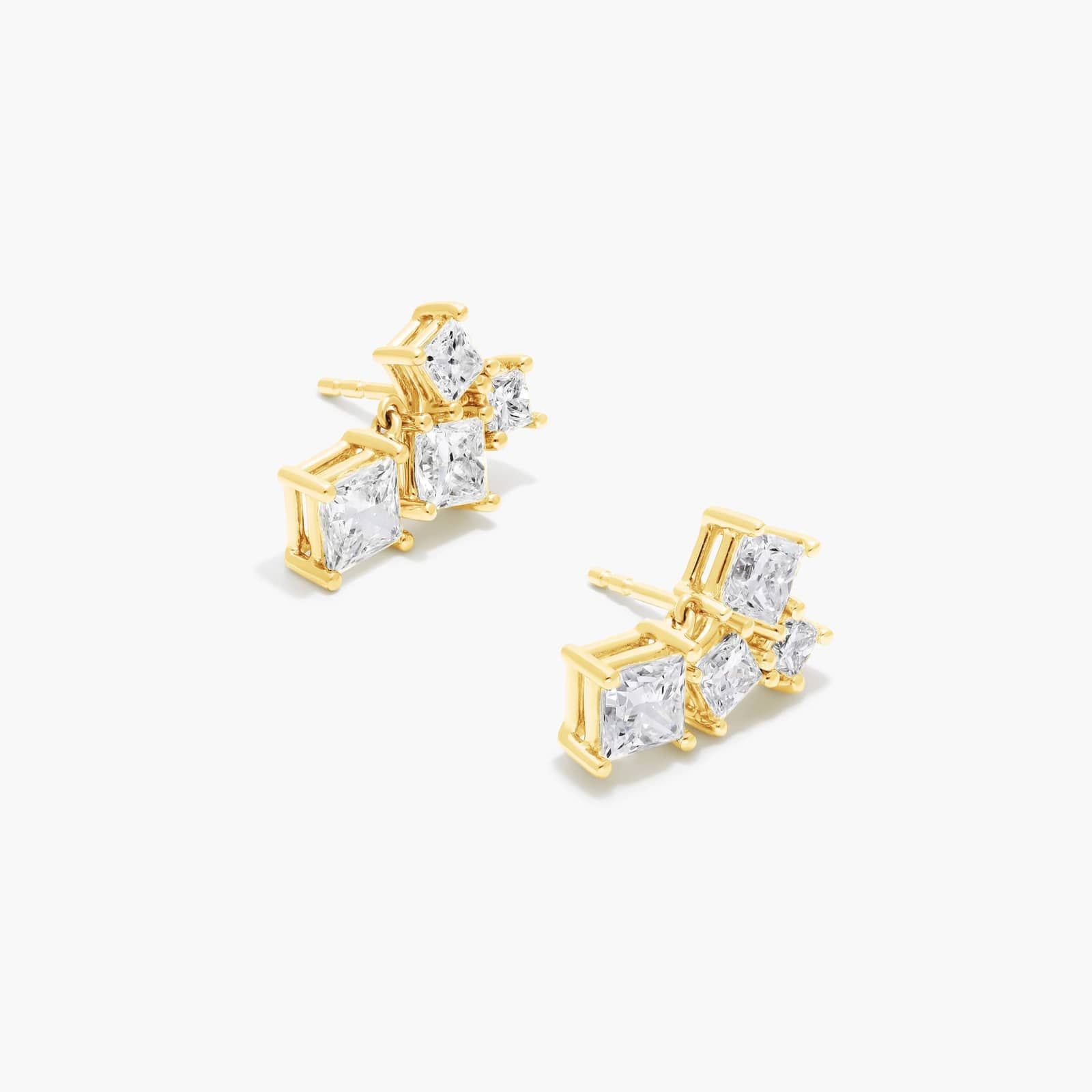 Spritz Princess Cut Lab-Grown Diamond Earrings In 14K Yellow Gold By James Allen