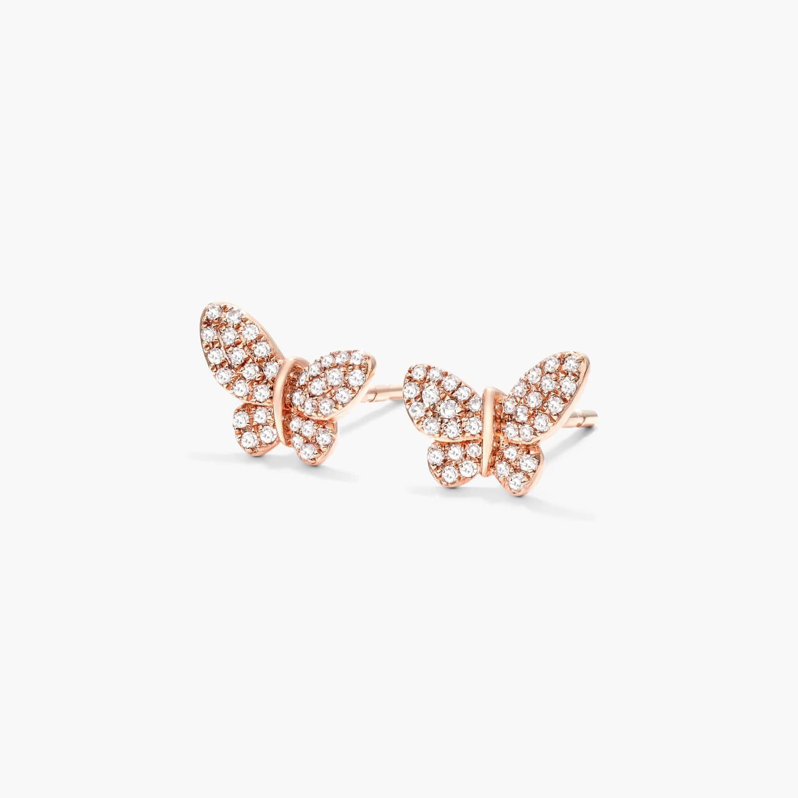 Petite Butterfly Diamond Earrings In 14K Rose Gold By James Allen