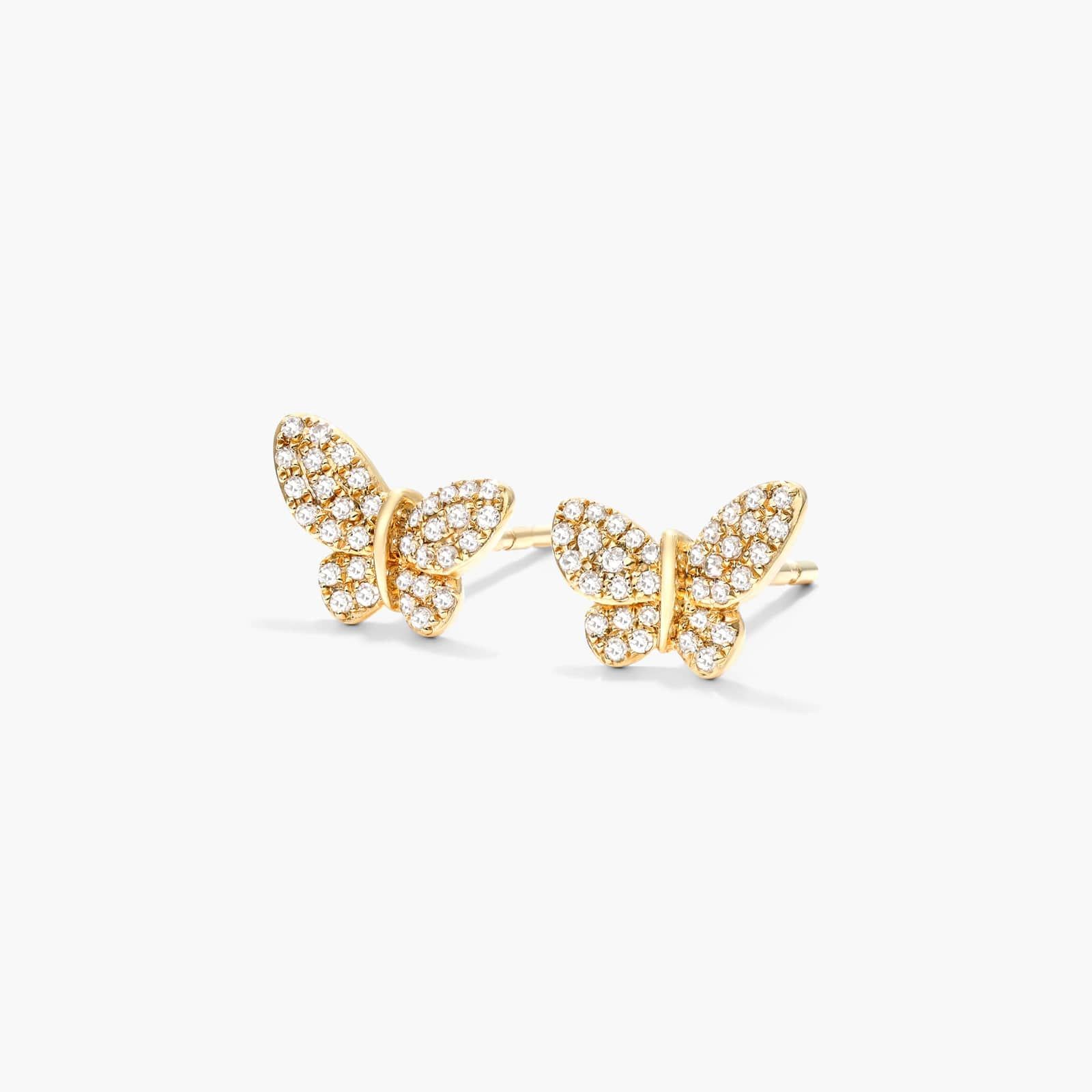 Petite Butterfly Diamond Earrings In 14K Yellow Gold By James Allen