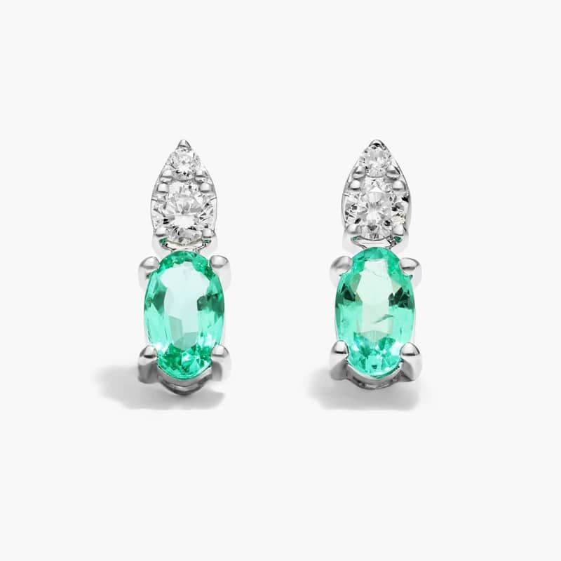 Emerald and Diamond Earrings In 14K White Gold By James Allen