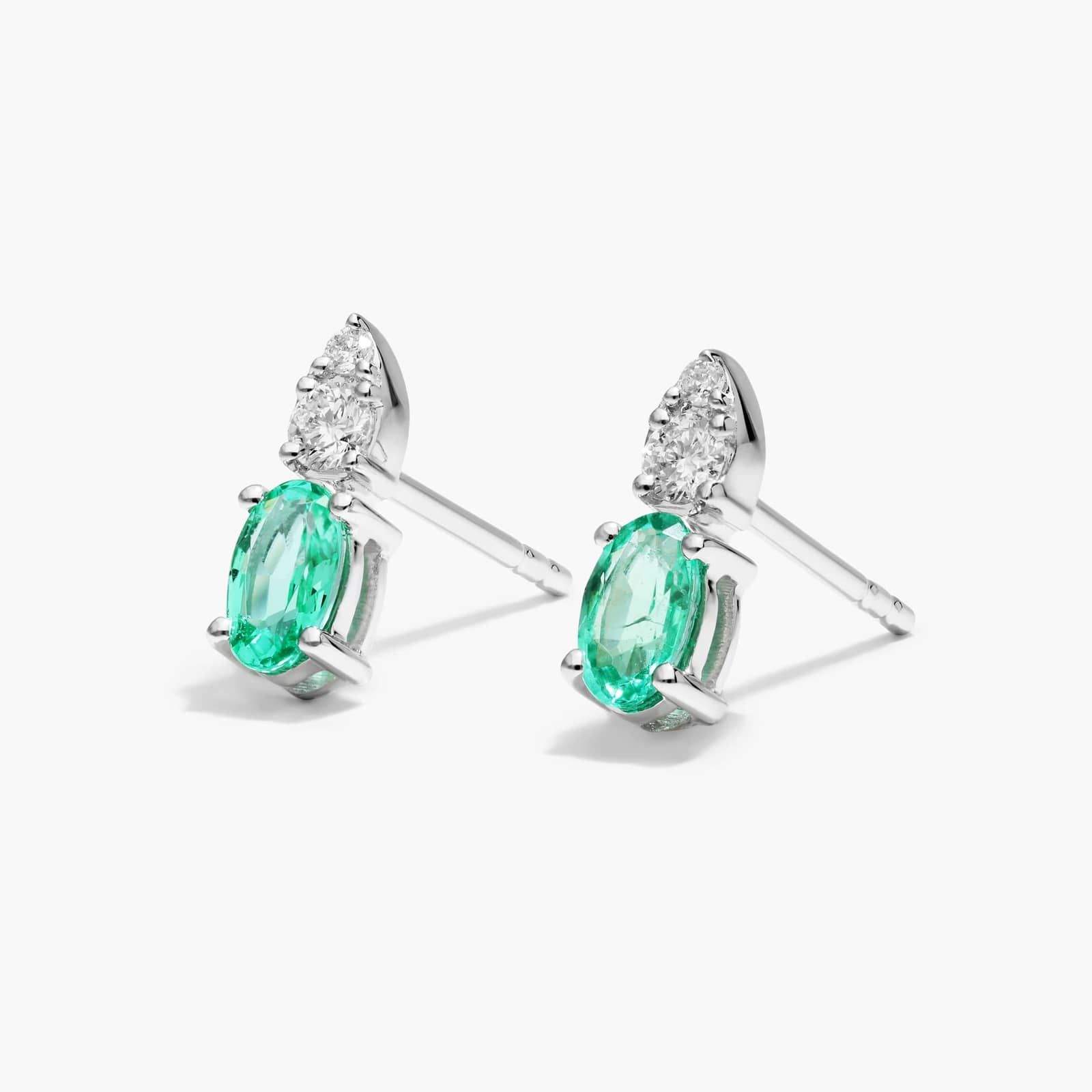 Emerald and Diamond Earrings In 14K White Gold By James Allen