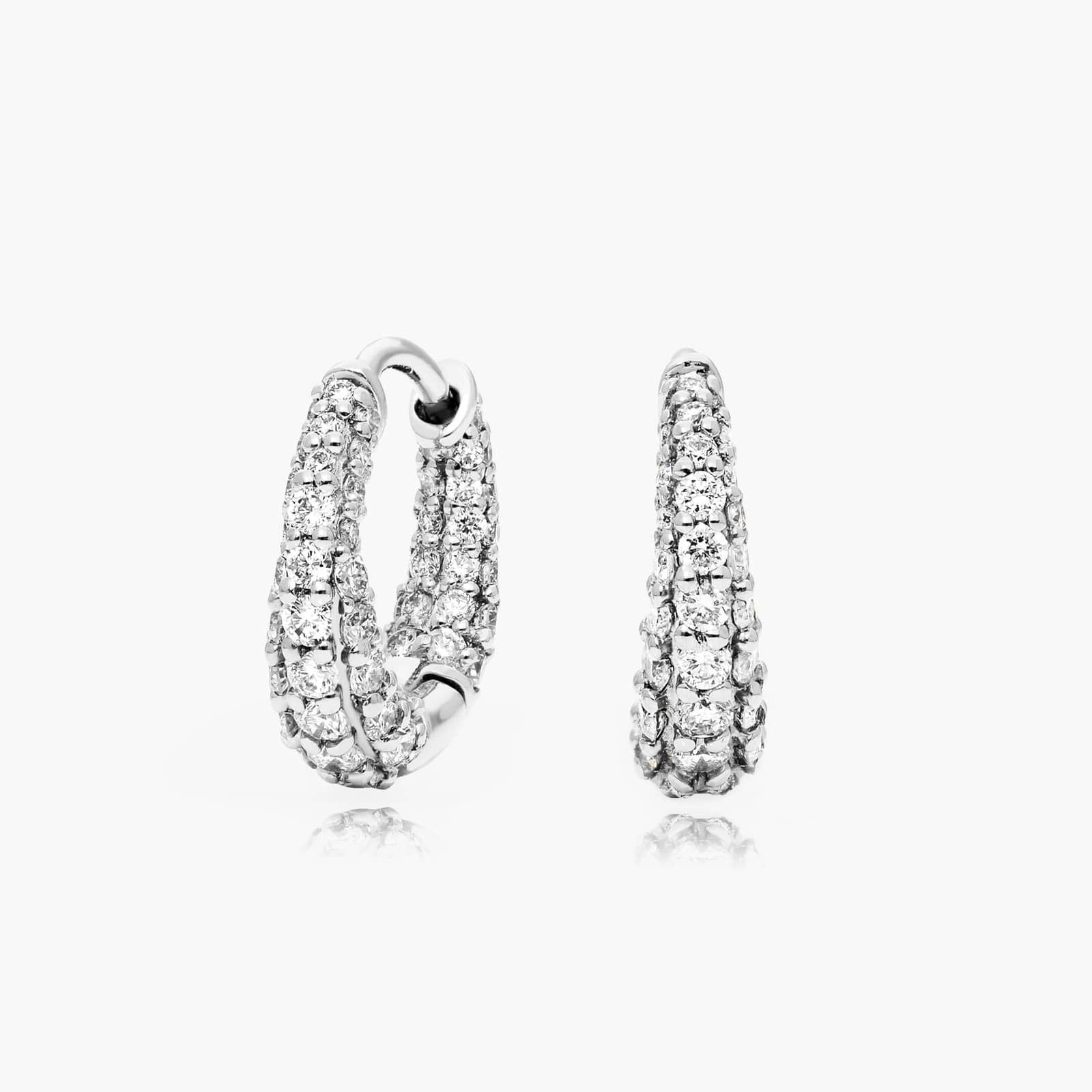 Tapered Diamond Huggie Hoop Earrings In 14K White Gold By James Allen