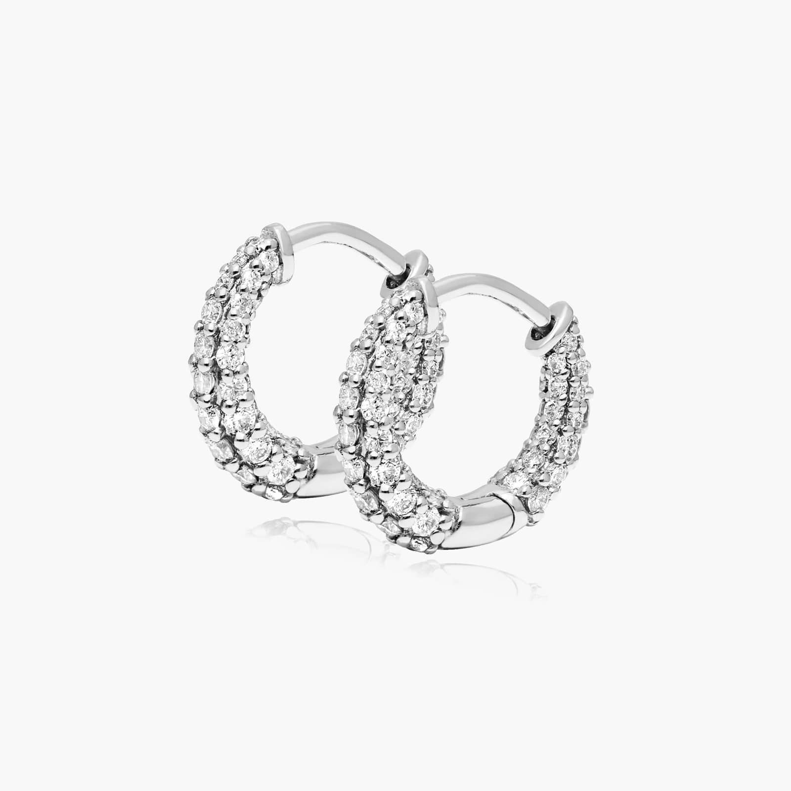 Tapered Diamond Huggie Hoop Earrings In 14K White Gold By James Allen