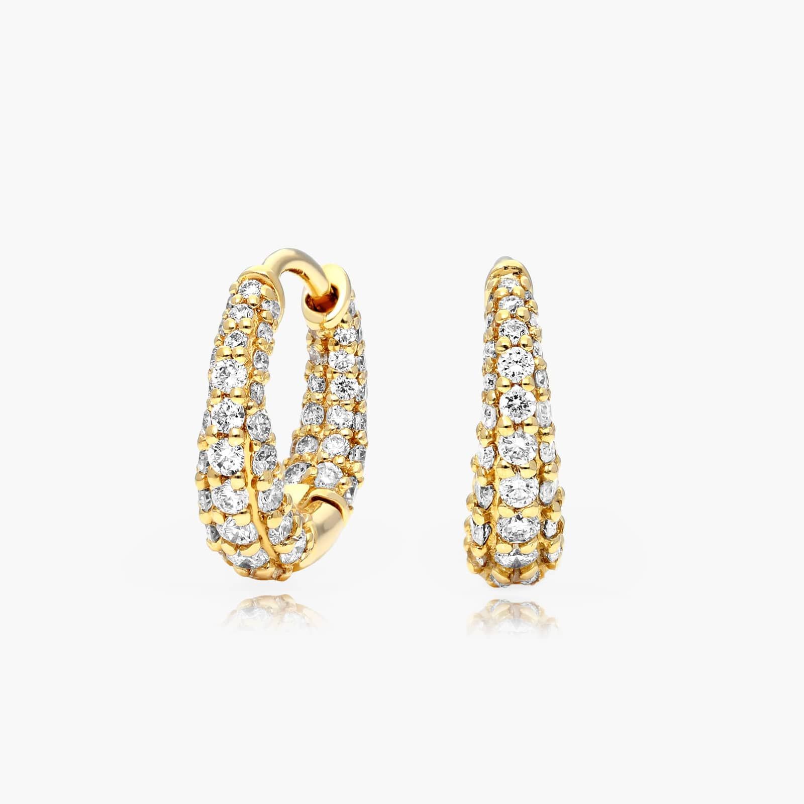 Tapered Diamond Huggie Hoop Earrings In 14K Yellow Gold By James Allen