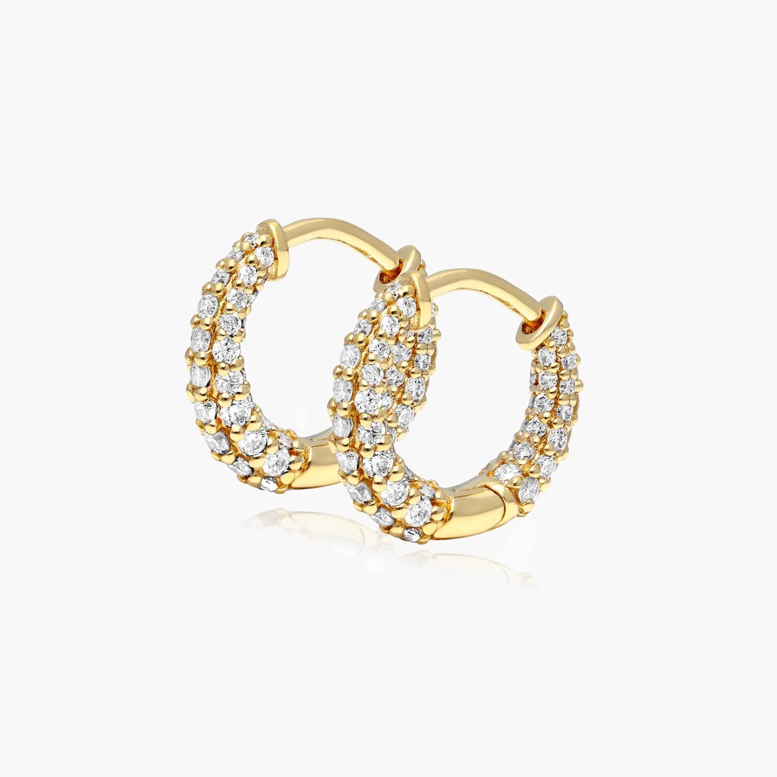 Tapered Diamond Huggie Hoop Earrings In 14K Yellow Gold By James Allen