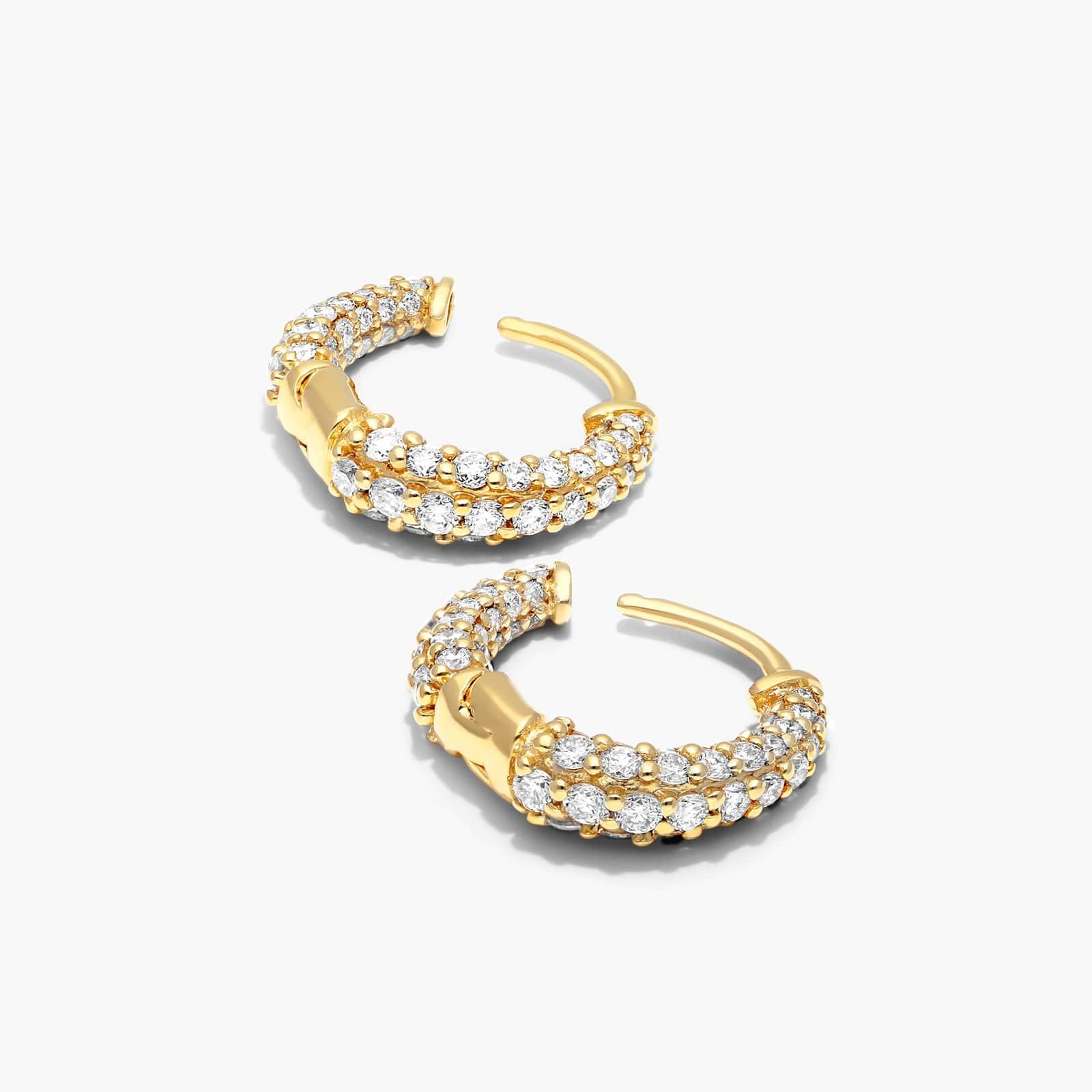 Tapered Diamond Huggie Hoop Earrings In 14K Yellow Gold By James Allen