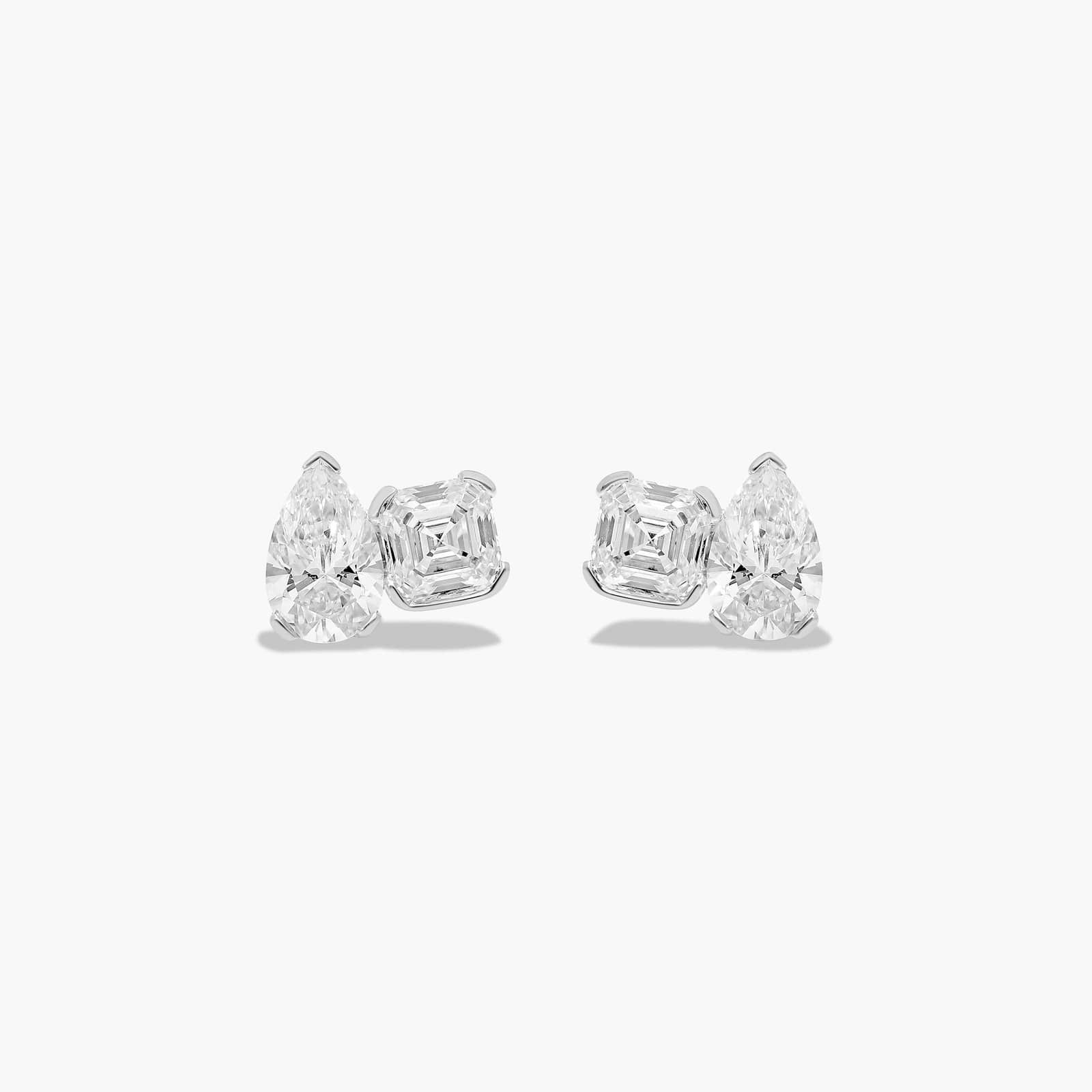 Toi et Moi Earrings With Asscher Cut Lab-Grown Diamonds In 14K White Gold By James Allen