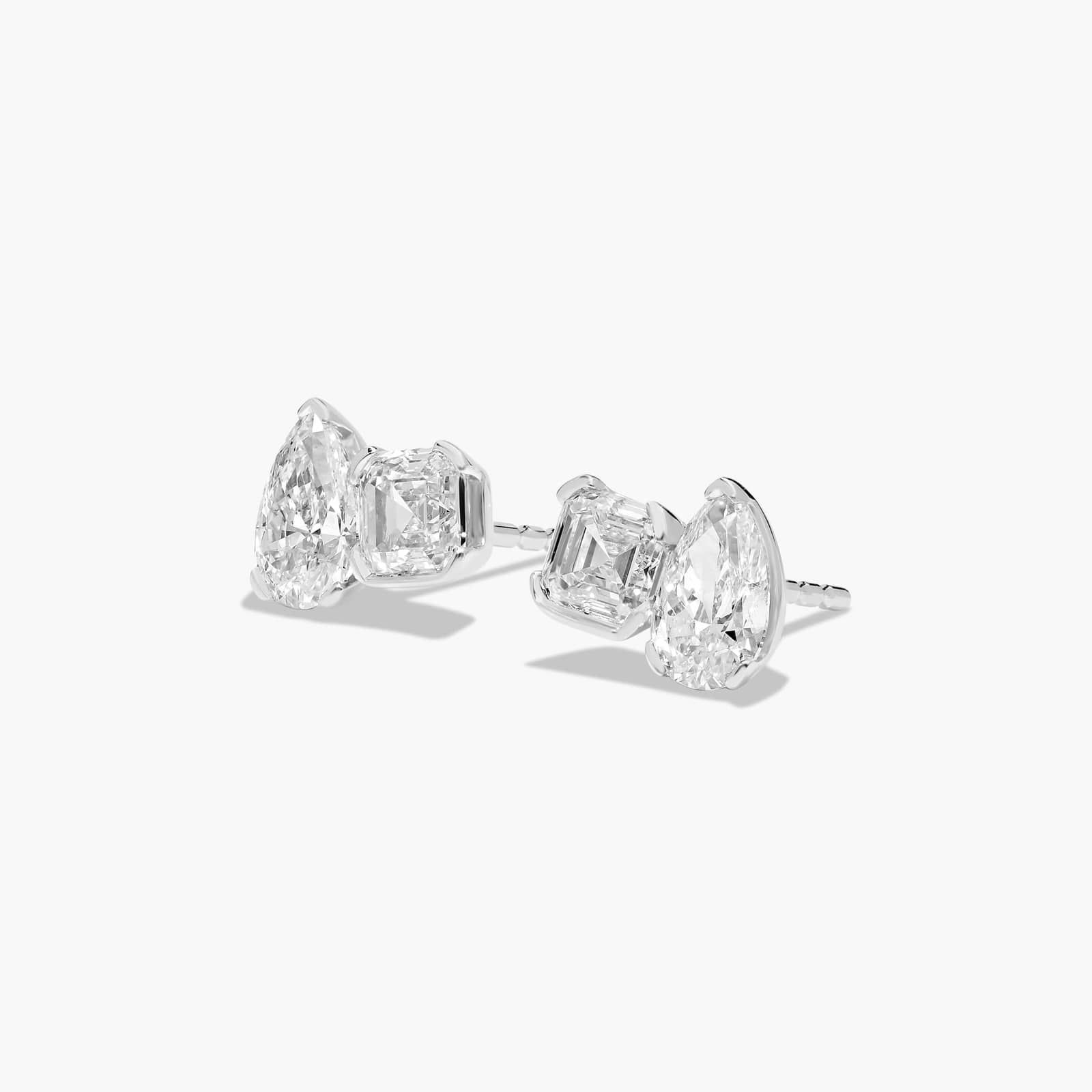 Toi et Moi Earrings With Asscher Cut Lab-Grown Diamonds In 14K White Gold By James Allen