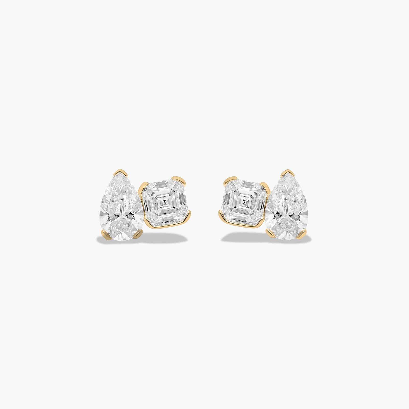 Toi et Moi Earrings With Asscher Cut Lab-Grown Diamonds In 14K Yellow Gold By James Allen