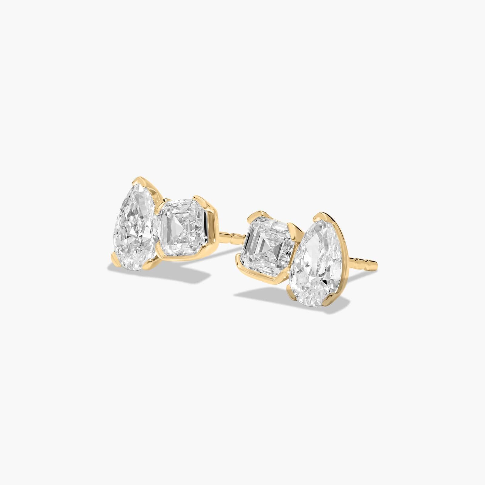 Toi et Moi Earrings With Asscher Cut Lab-Grown Diamonds In 14K Yellow Gold By James Allen