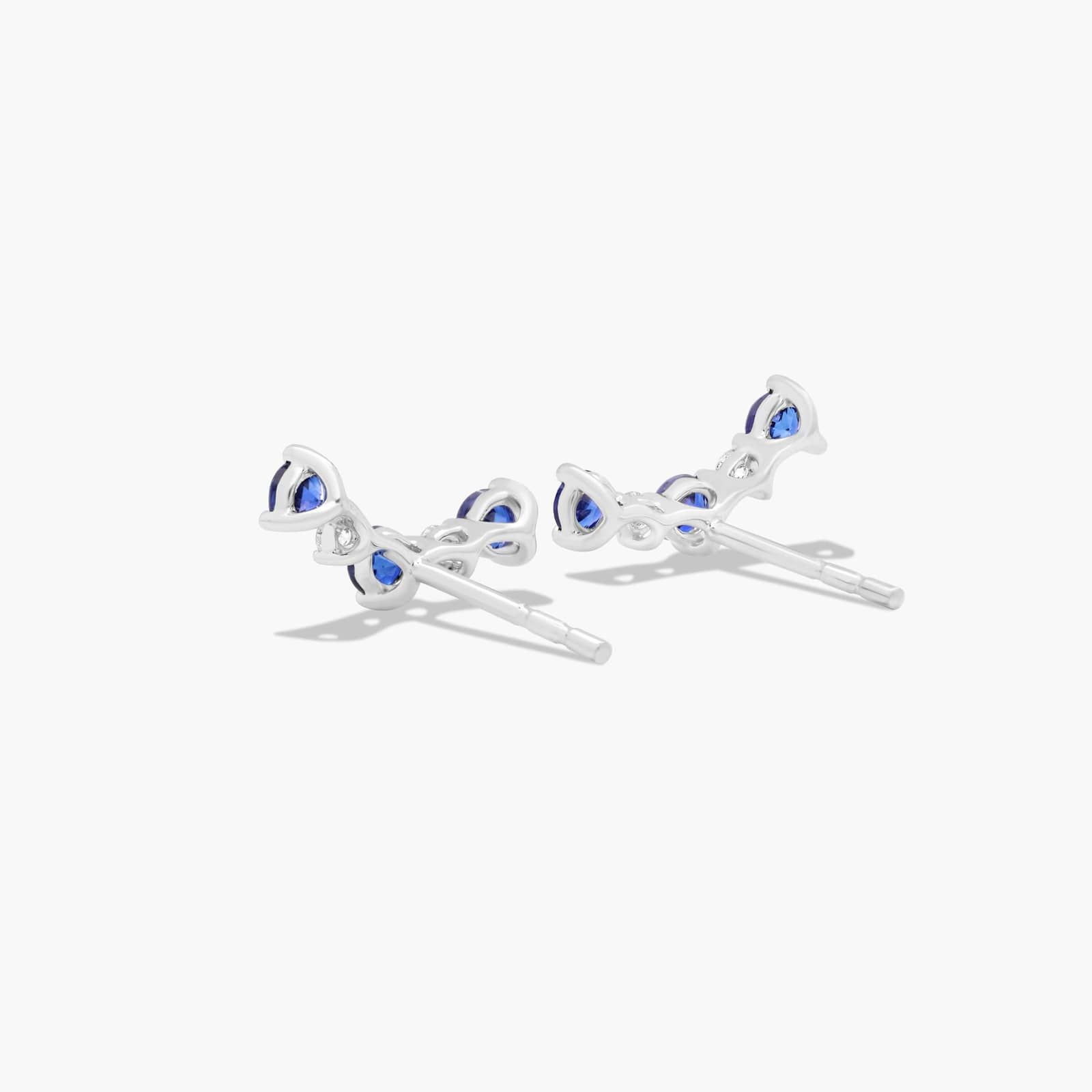 Diamond And Sapphire Climber Earrings In 14K White Gold By James Allen