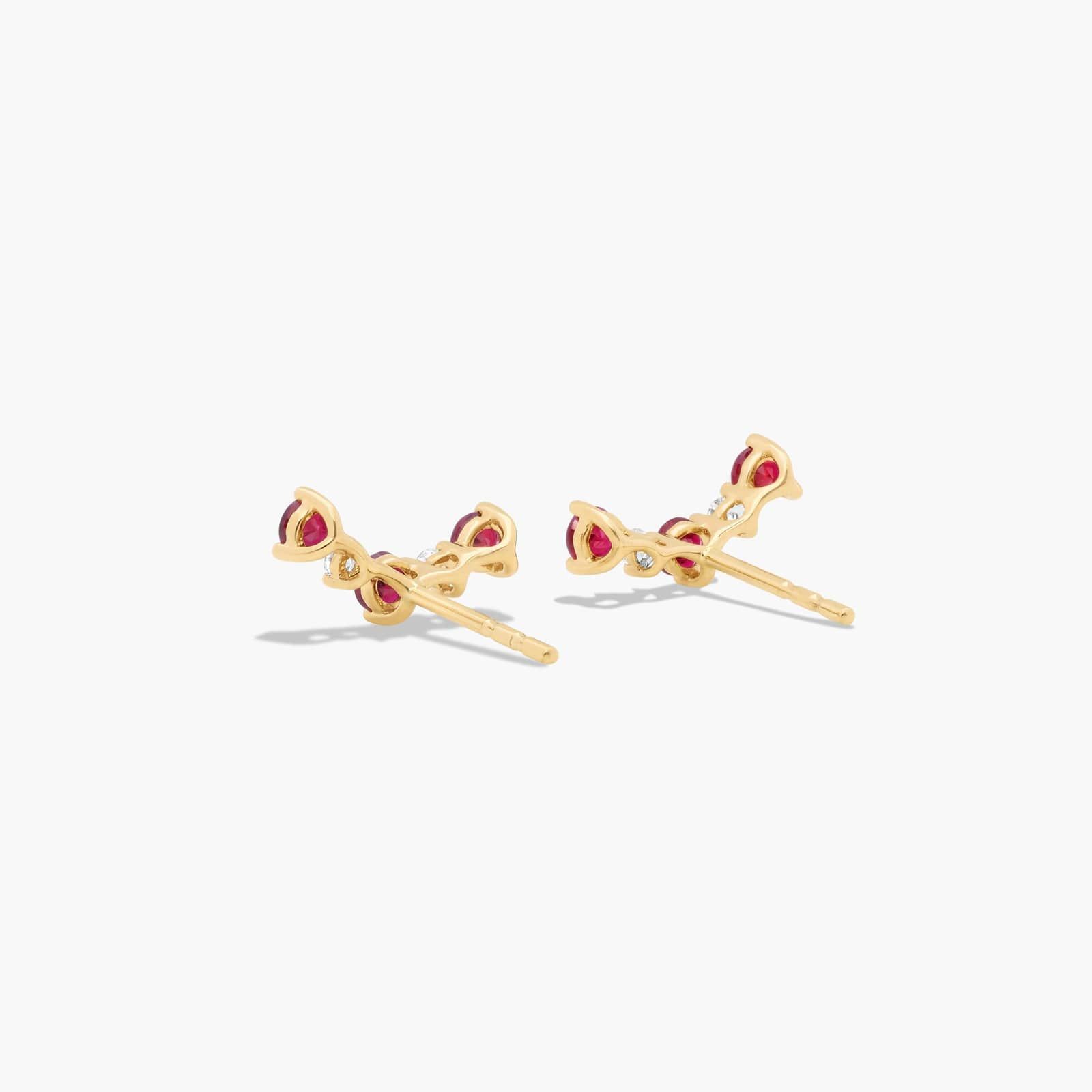 Diamond And Ruby Climber Earrings In 14K Yellow Gold By James Allen