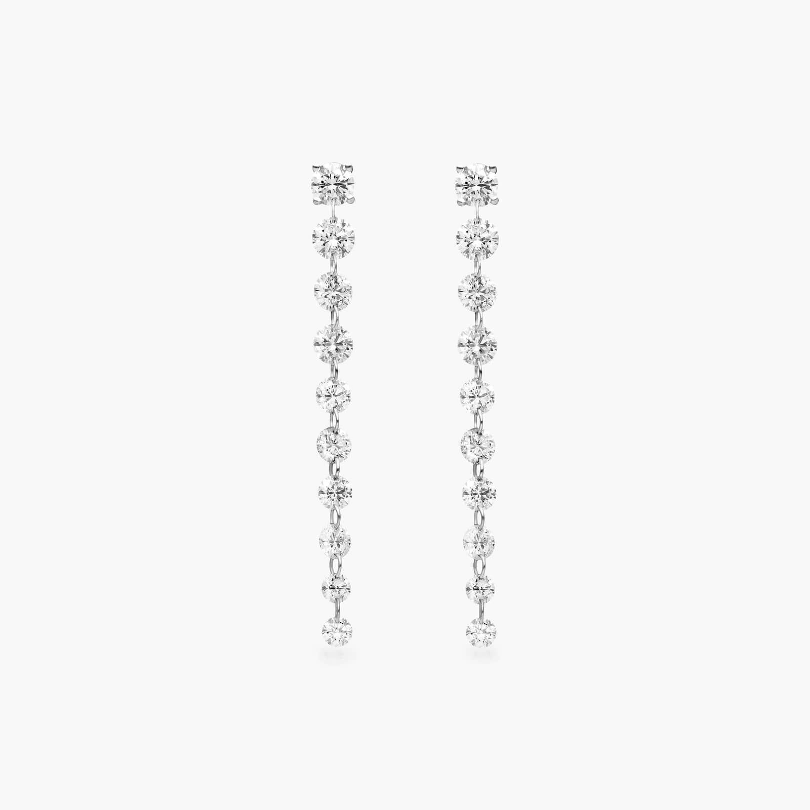 Graduated Pierced Diamond Dangling Earrings In 14K White Gold By James Allen
